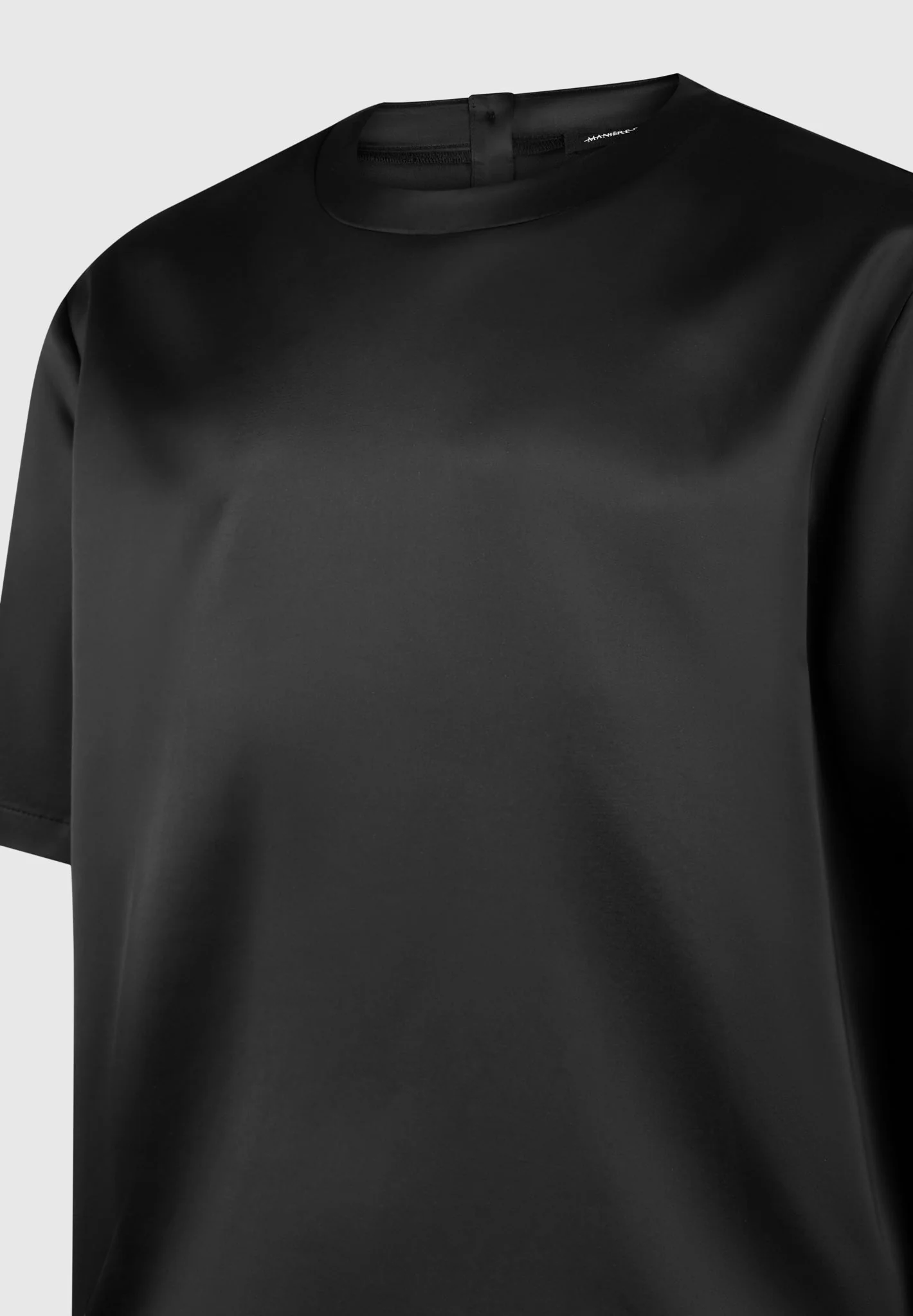 Satin Boxy Fit T-Shirt - Black - Image 5