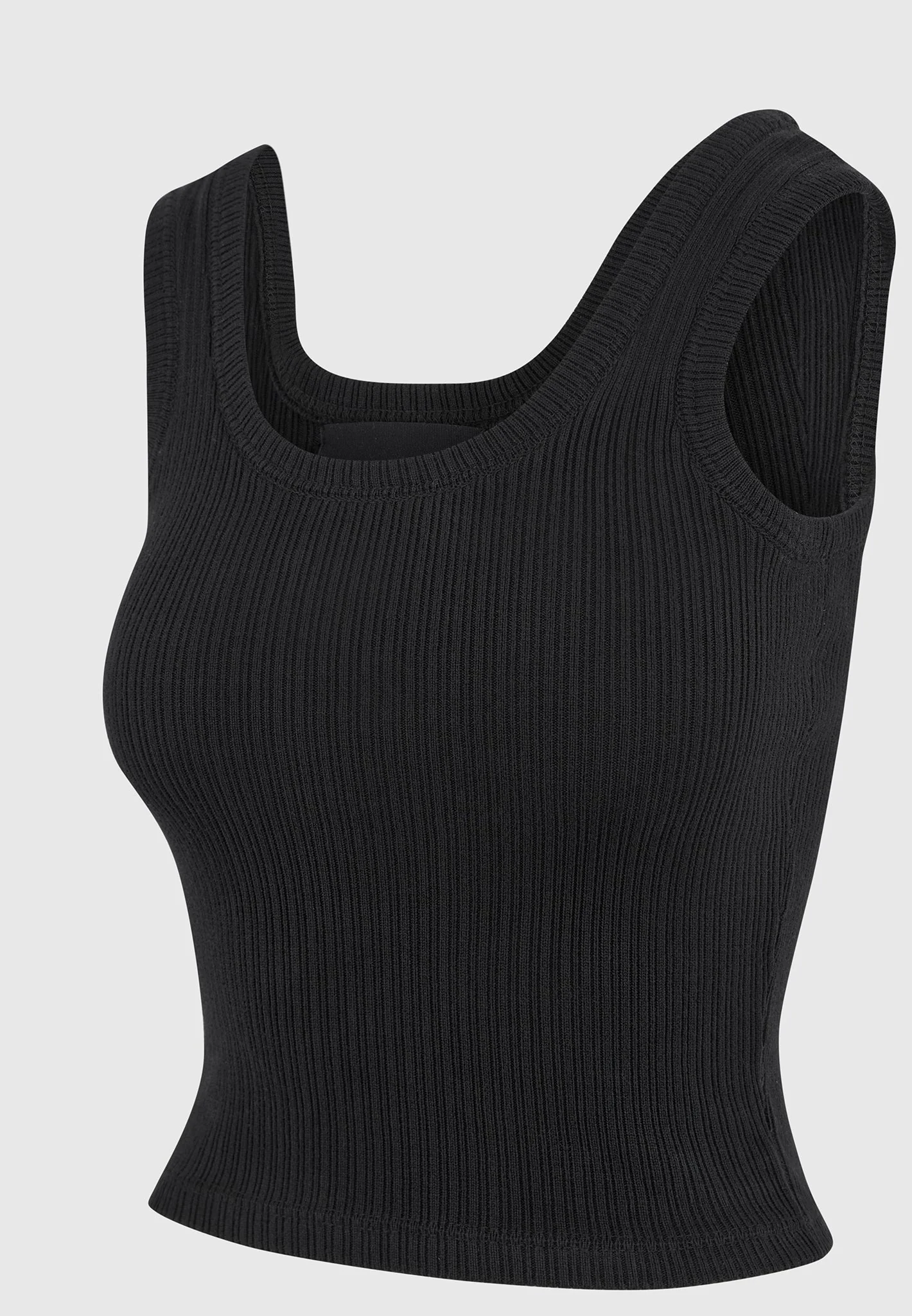 Liane - Scoop Neck Ribbed Tank Top - Black - Image 6