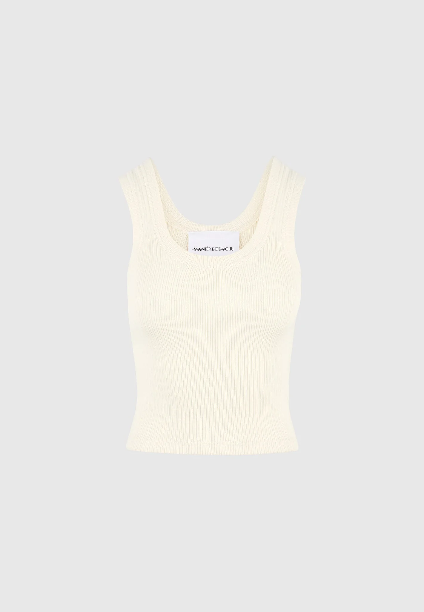 Liane - Scoop Neck Ribbed Tank Top - Cream - Image 5