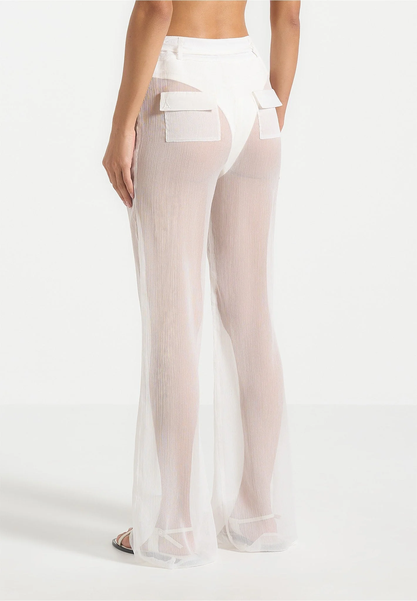 Sheer Belted Trousers - White - Image 5