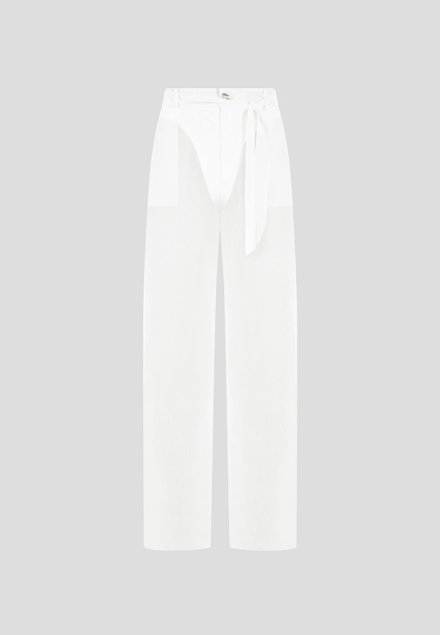 Sheer Belted Trousers - White - Image 6