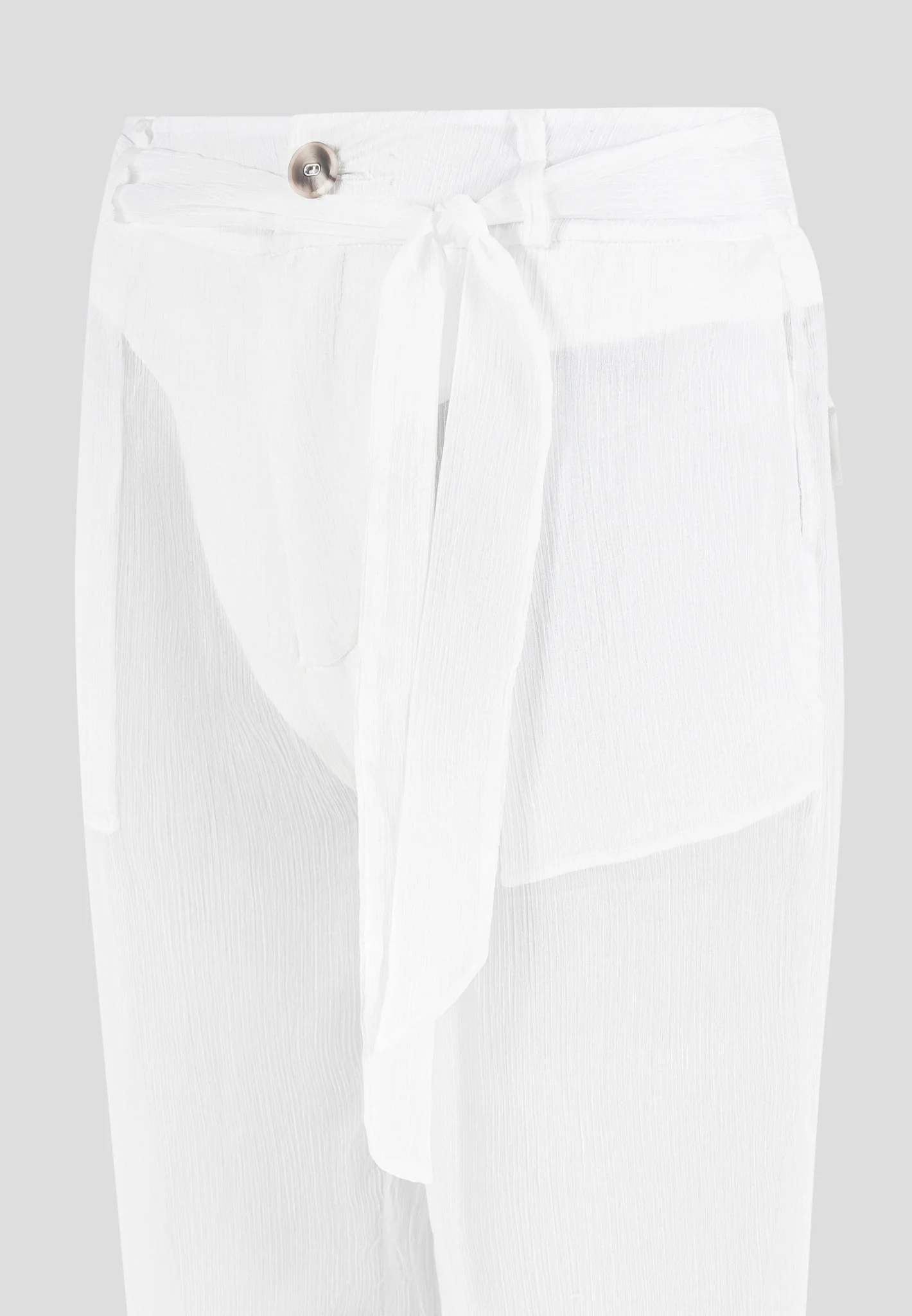 Sheer Belted Trousers - White - Image 7