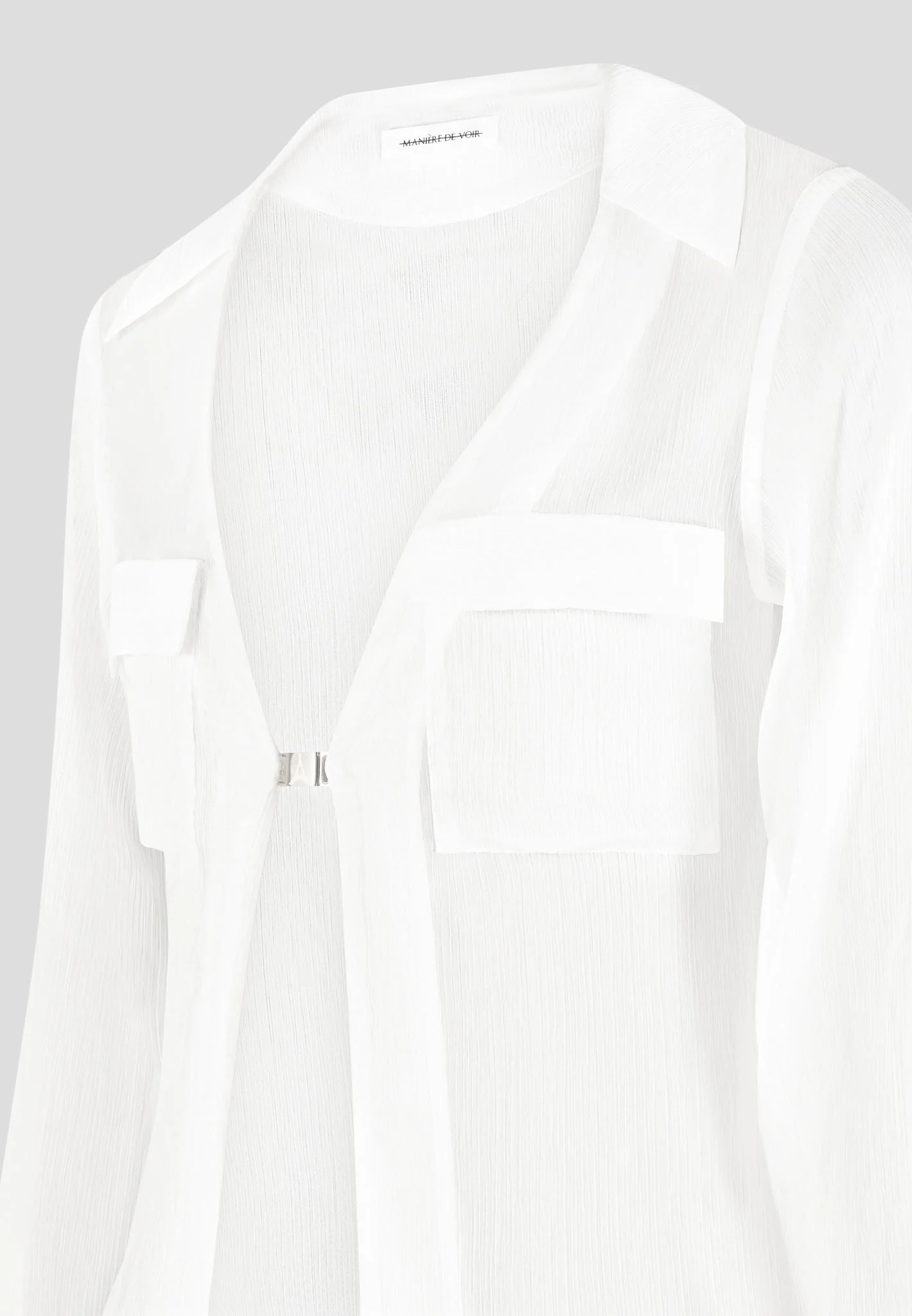 Sheer Shirt with Clasp - White - Image 6
