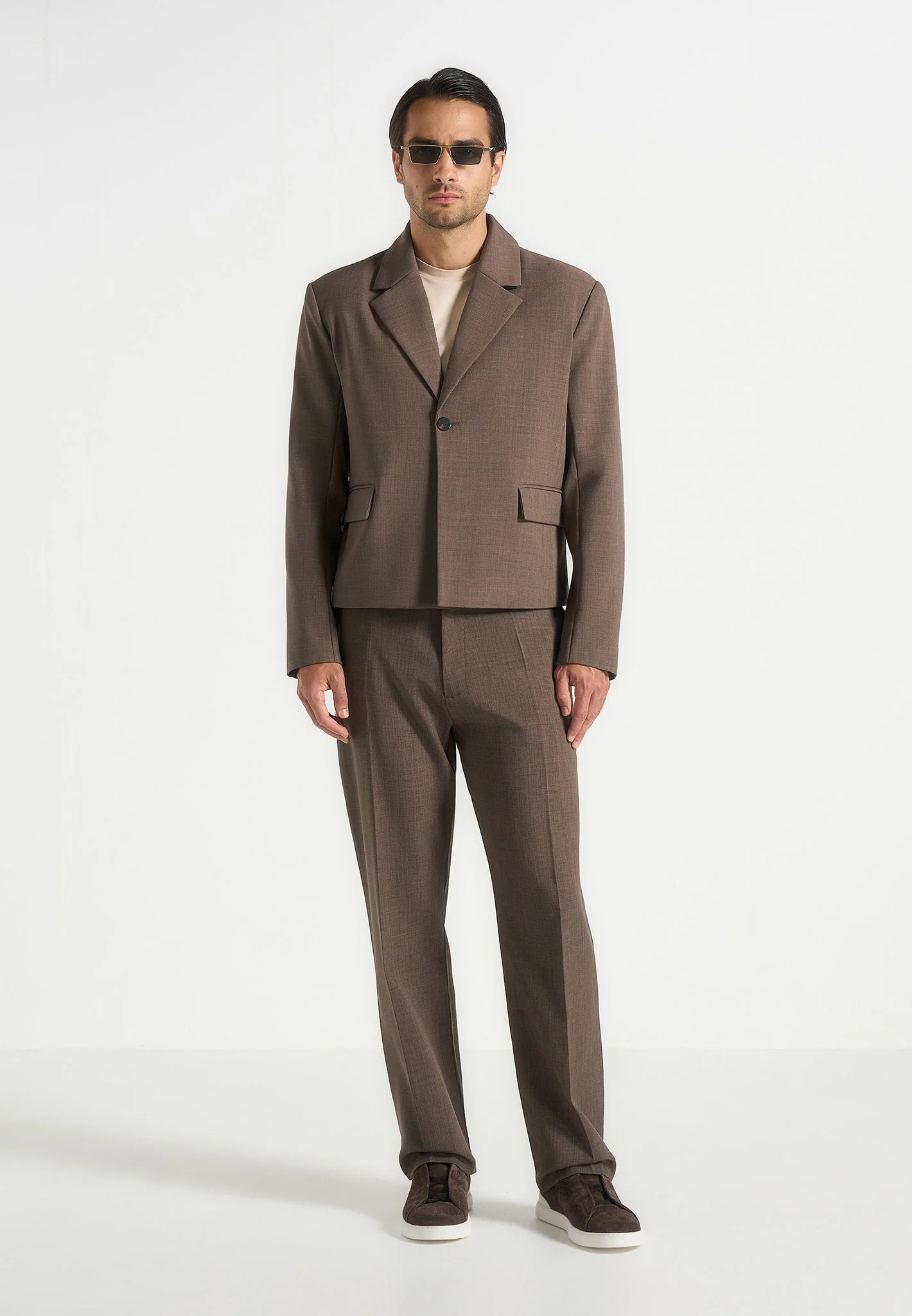 Silas - Tailored Cropped Blazer - Taupe - Image 2