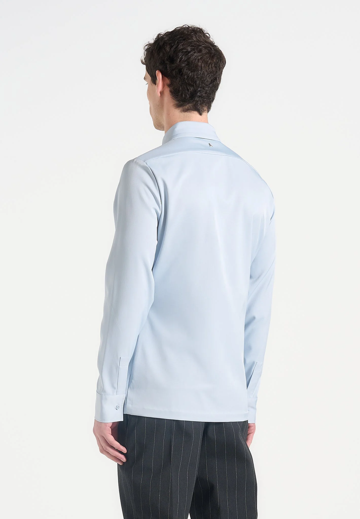 Tom - Slim Fit Tailored Stretch Dress Shirt - Blue - Image 3