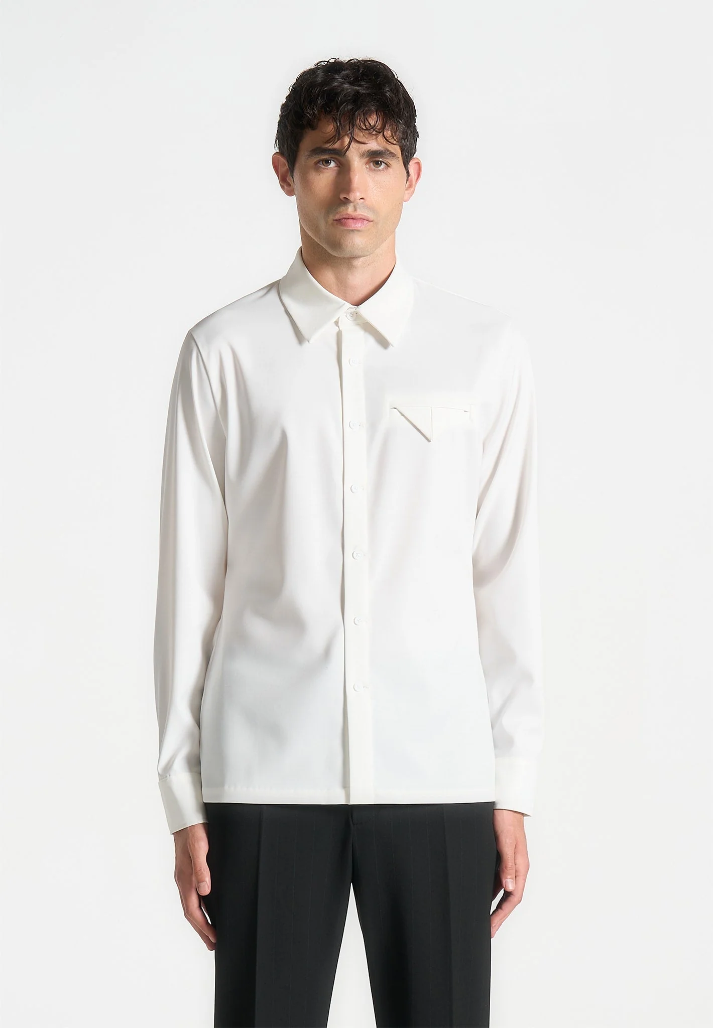 Tom - Slim Fit Tailored Stretch Dress Shirt - White - Image 4