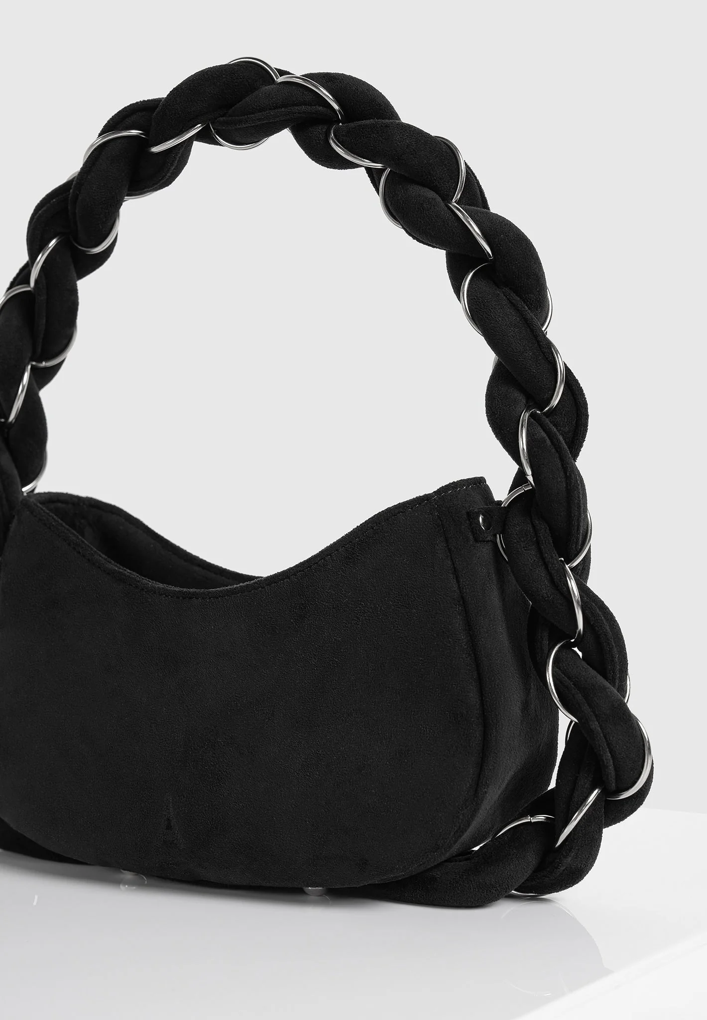 Somme - Suede Handbag - Black/Silver - Image 3