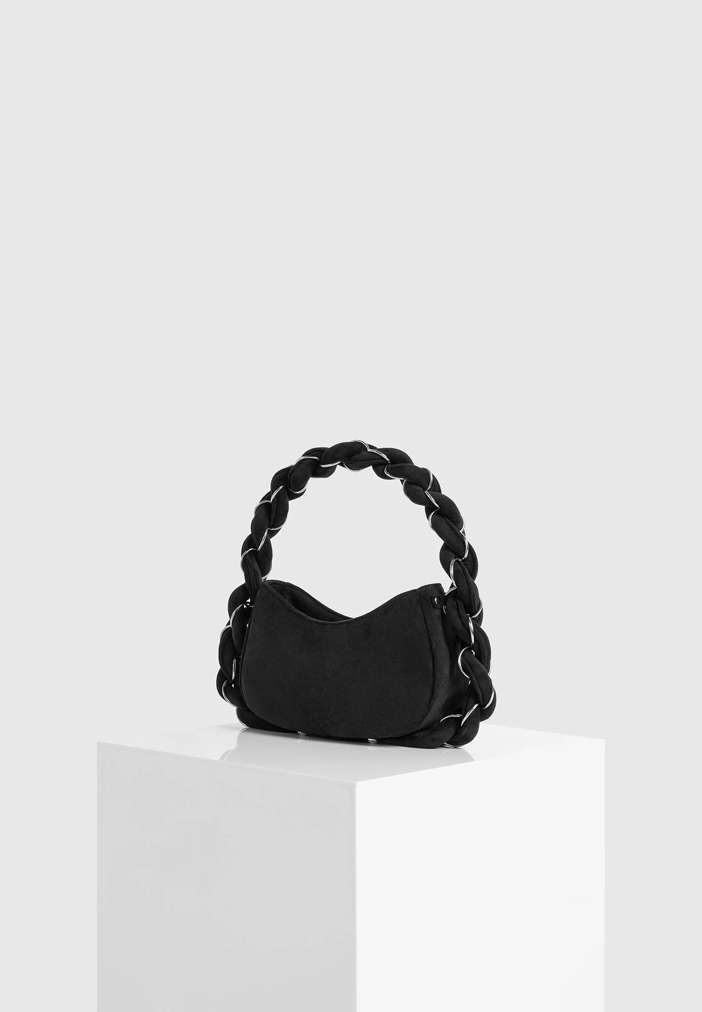 Somme - Suede Handbag - Black/Silver - Image 4