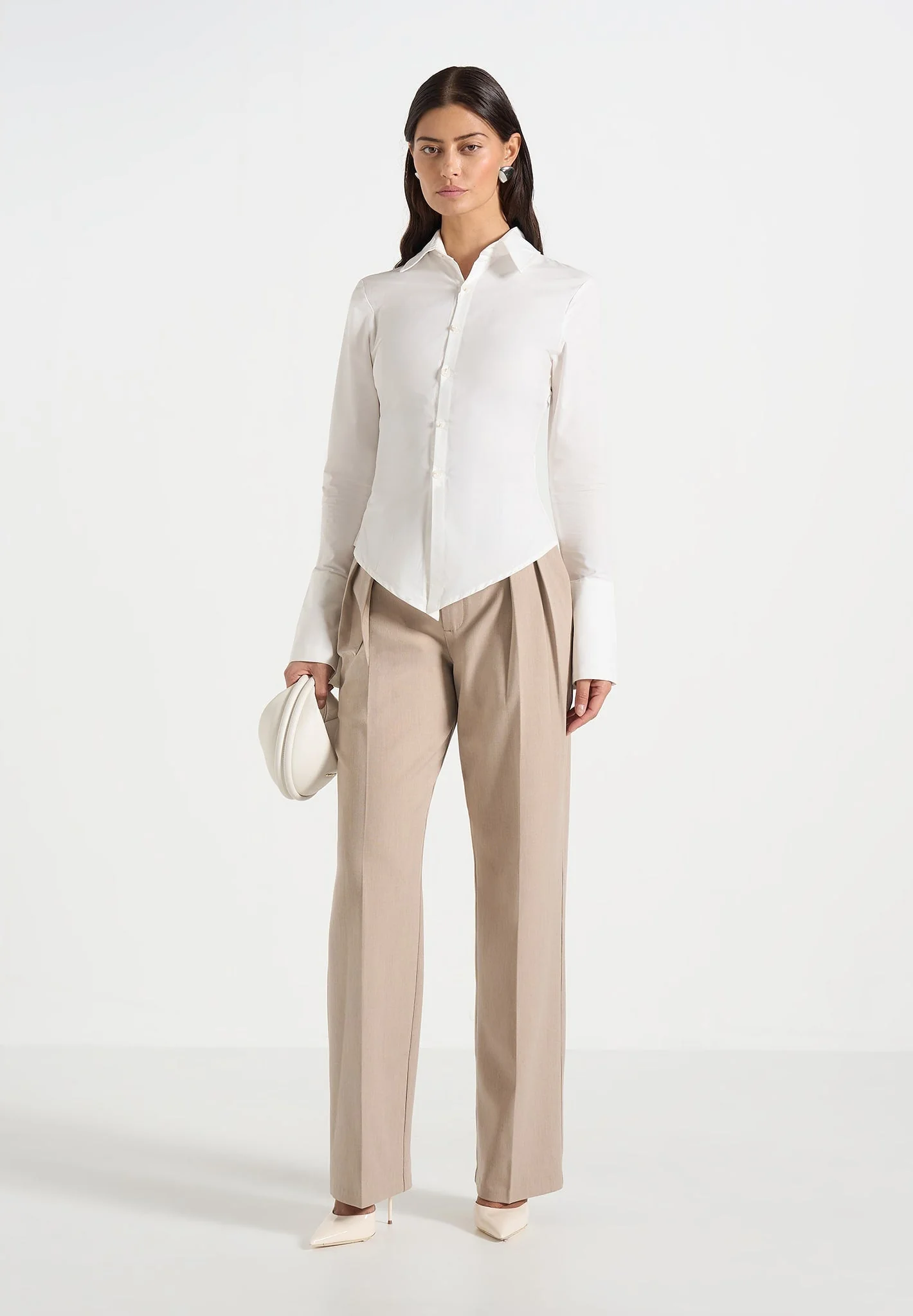 Sonia - Tailored Cotton Cinch Shirt - Off White - Image 2
