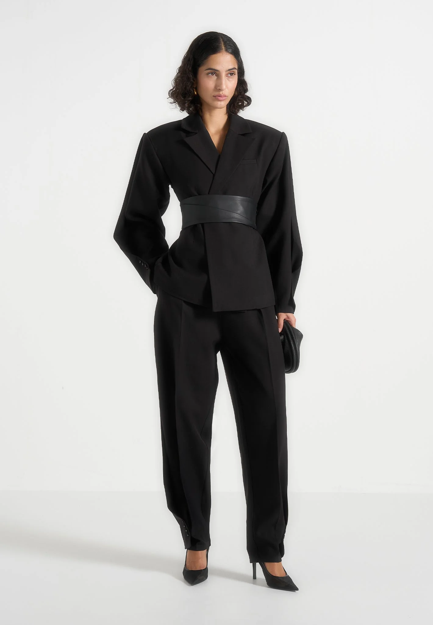 Sophie - Twist Leg Tailored Trousers - Black - Image 2