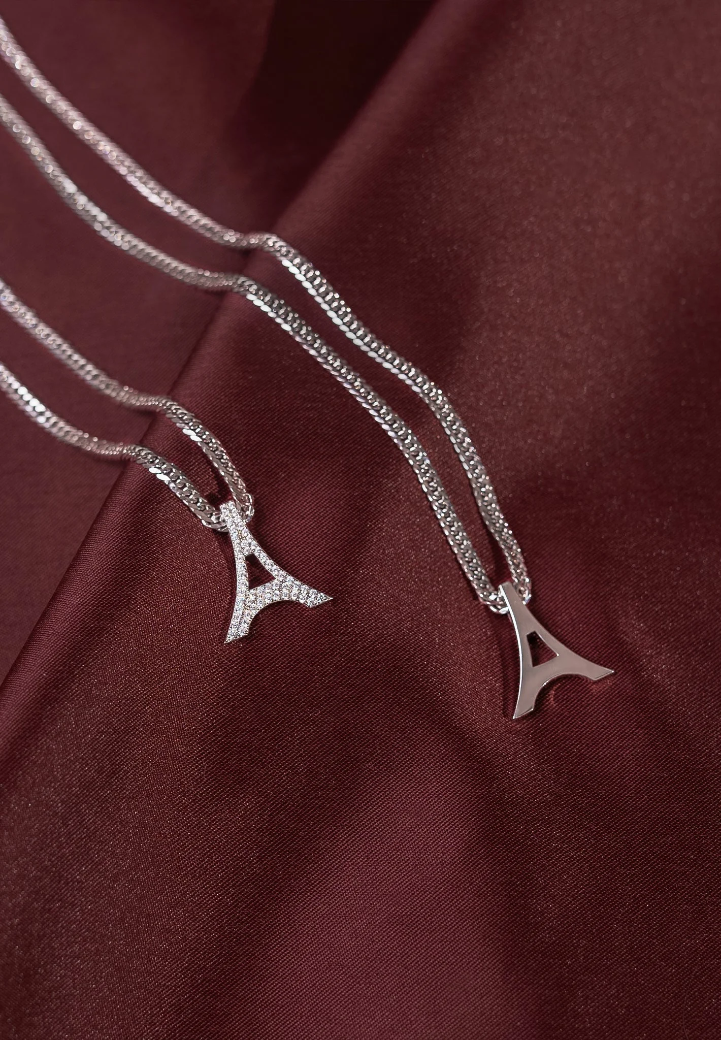 Sterling Silver Iced Eiffel Pendant Necklace - Silver - Image 4