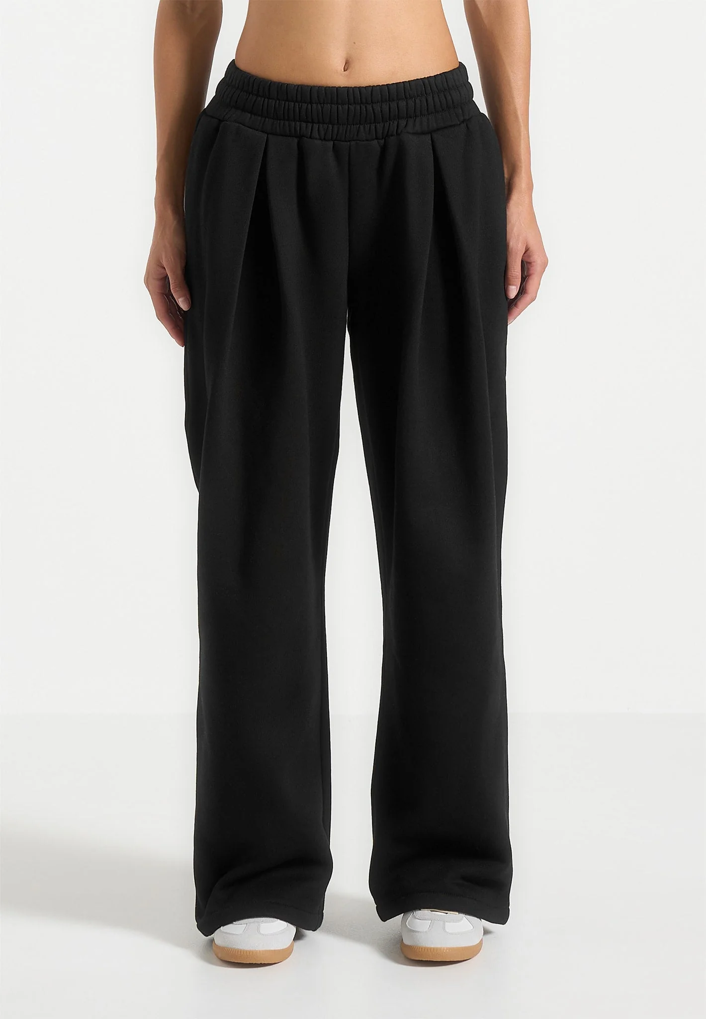 Fanny - Straight Leg Box Pleat Joggers - Black - Image 5