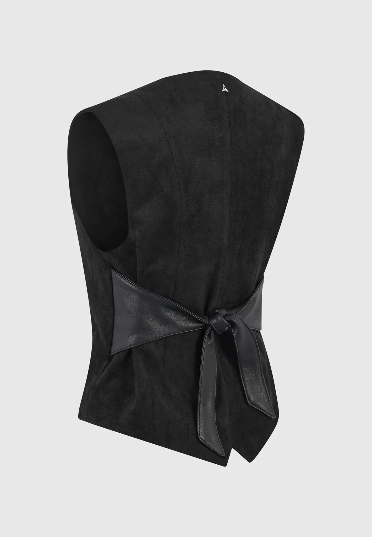 Christine - Suede Cinch Suit Vest - Black - Image 9
