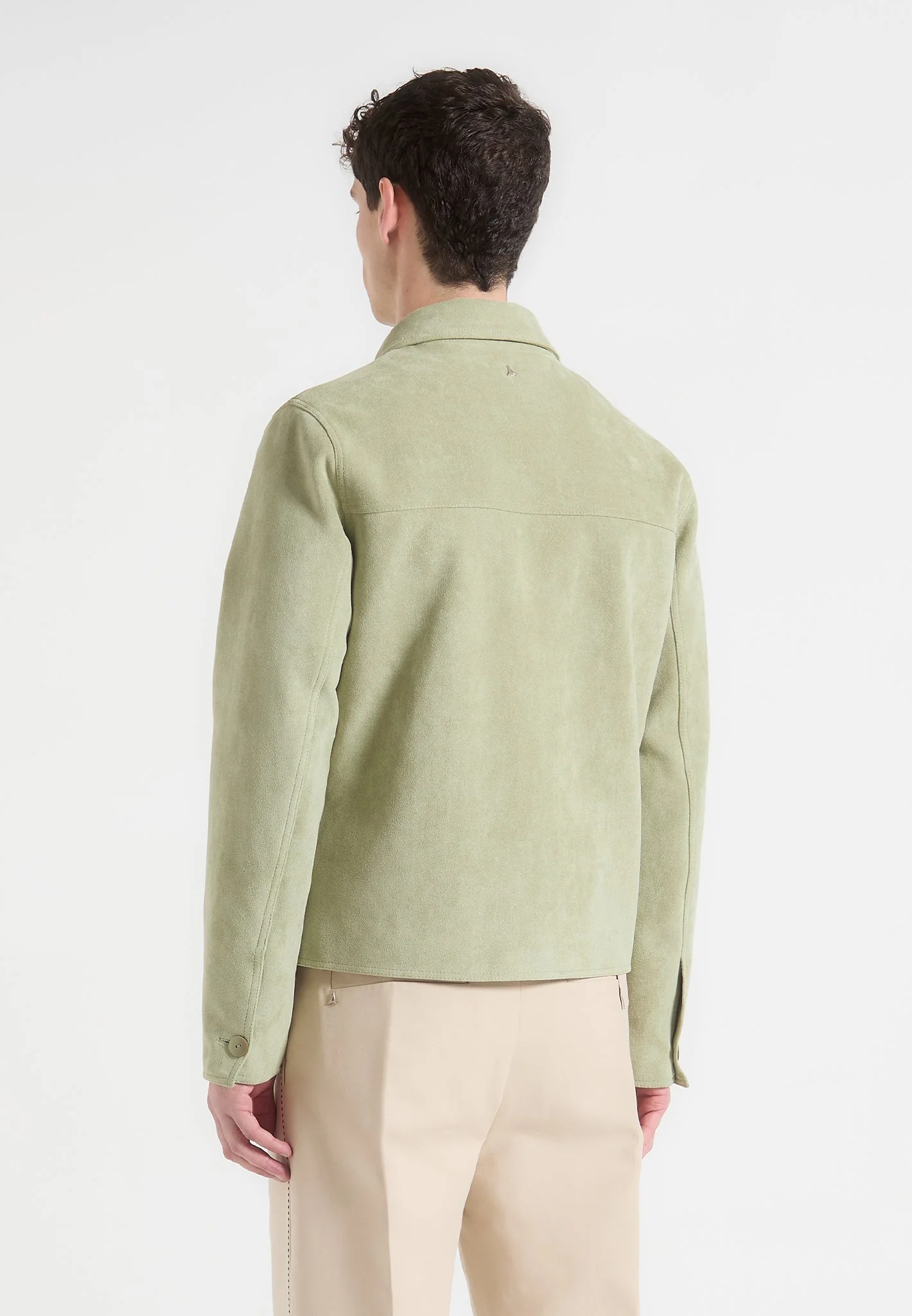 Michel - Suede Jacket with Revere Collar - Sage - Image 4