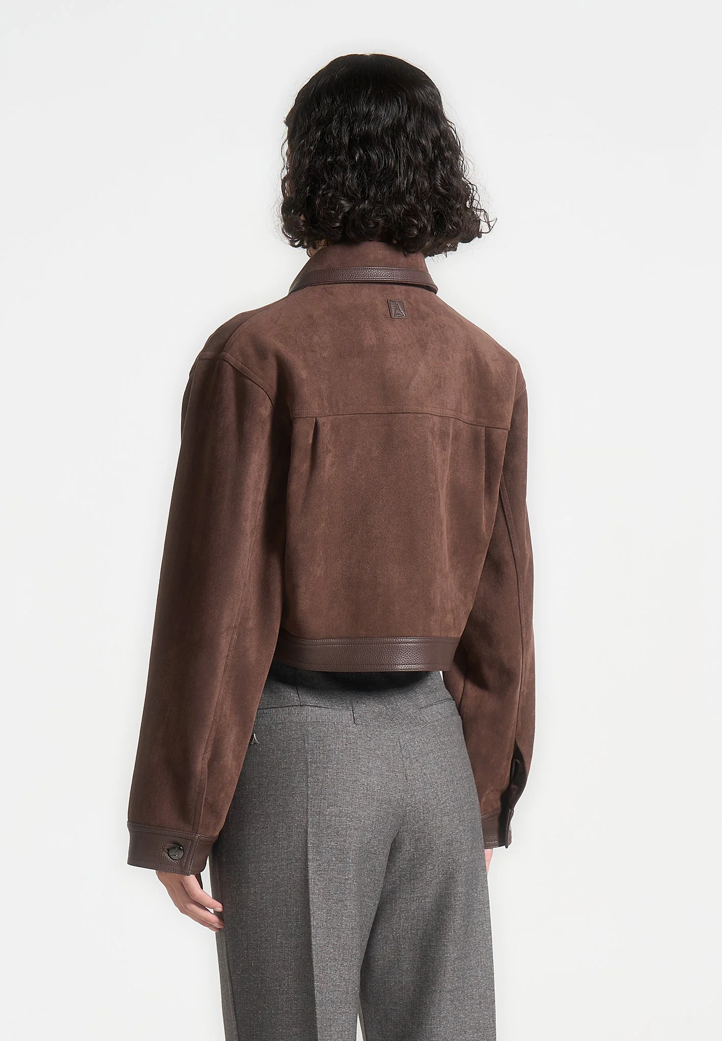 Denise - Suede & Pebbled Leather Jacket - Brown - Image 6