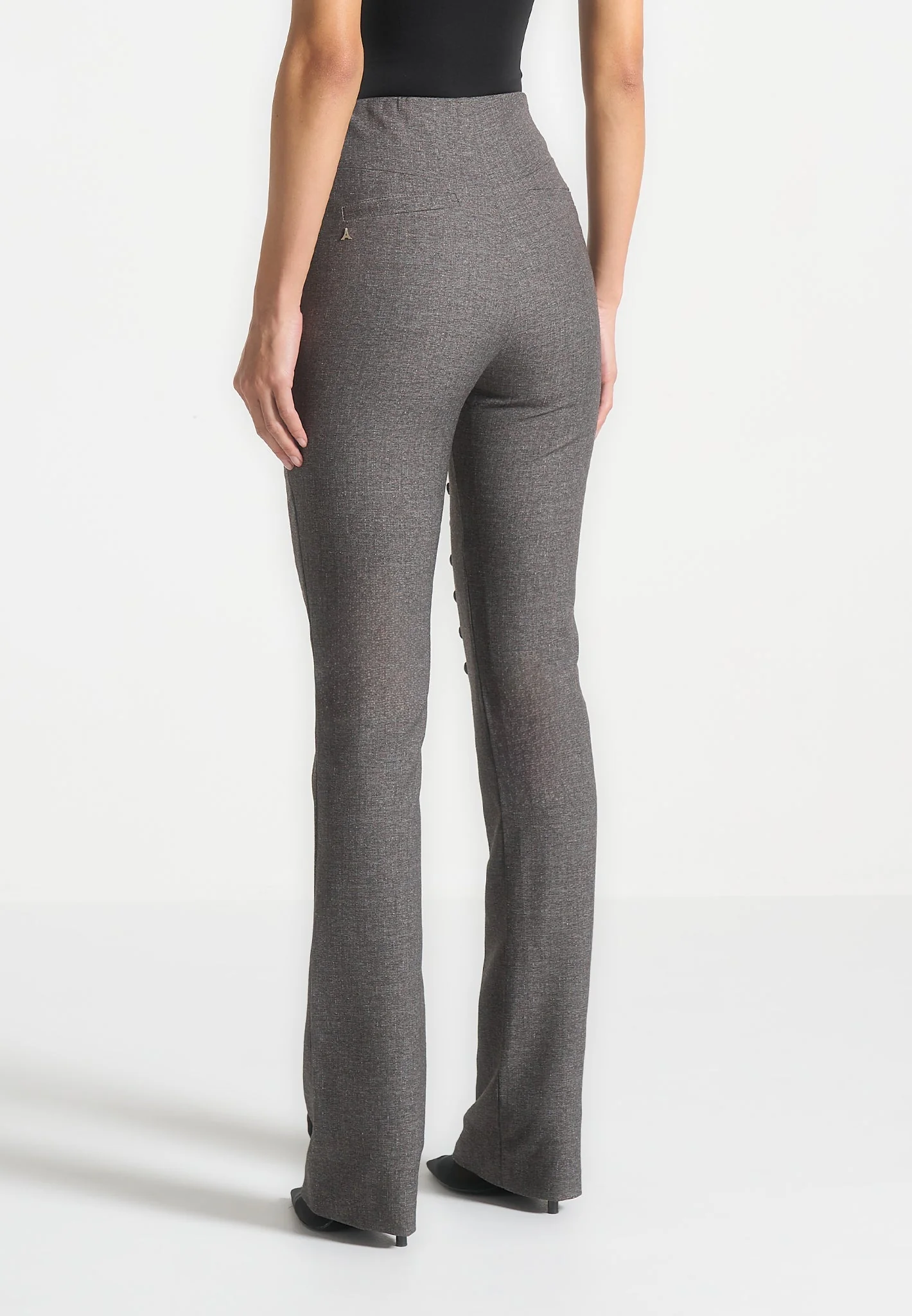 Therese - Tailored Button Detail Trousers - Dark Grey - Image 6