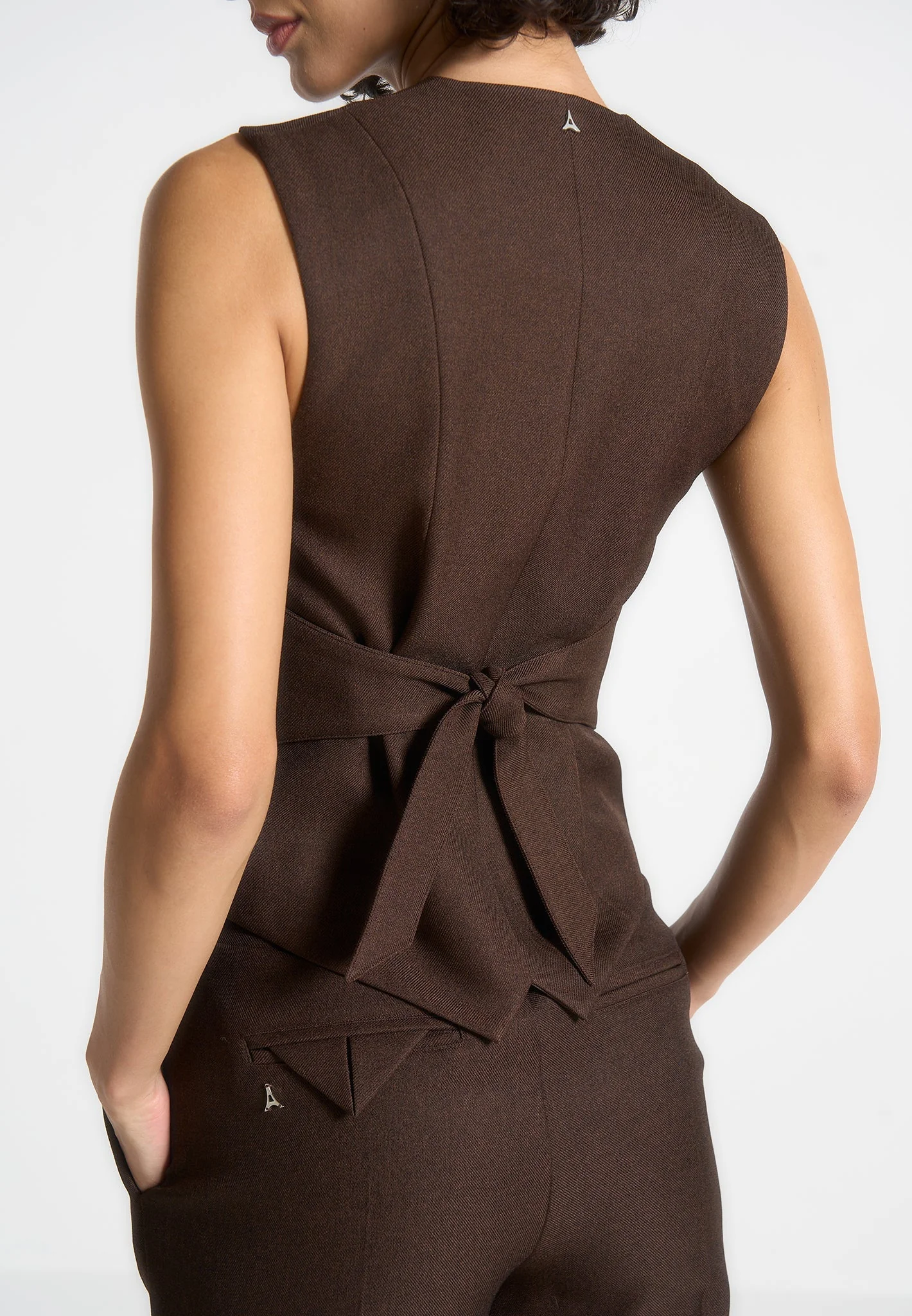 Christine - Tailored Cinch Suit Vest - Brown - Image 4