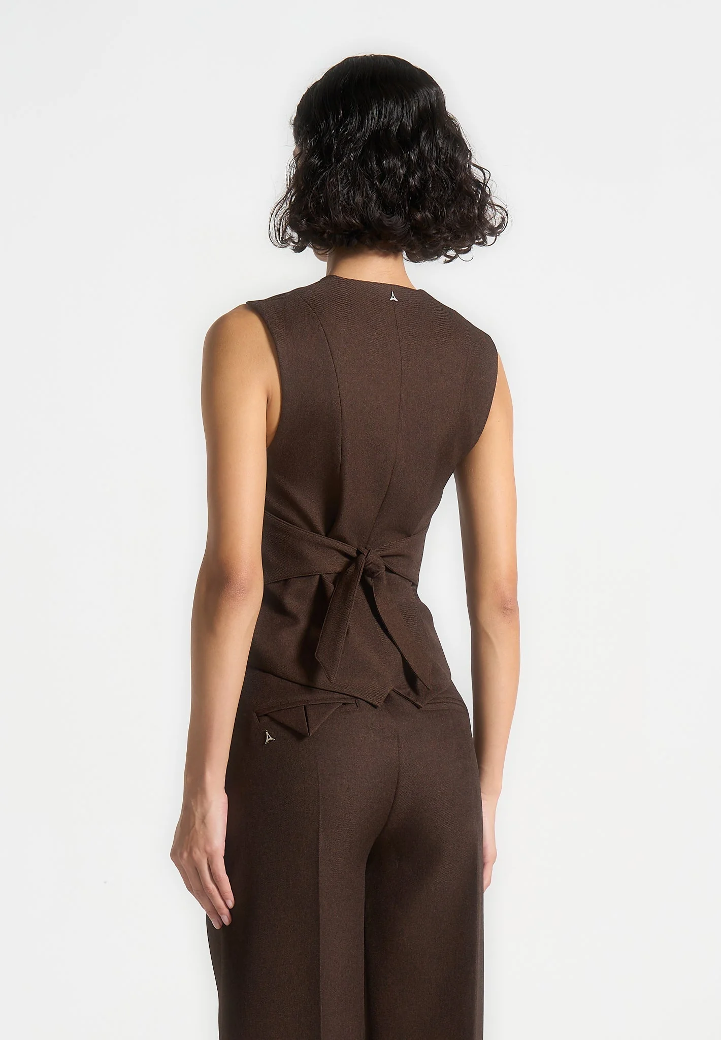 Christine - Tailored Cinch Suit Vest - Brown - Image 5