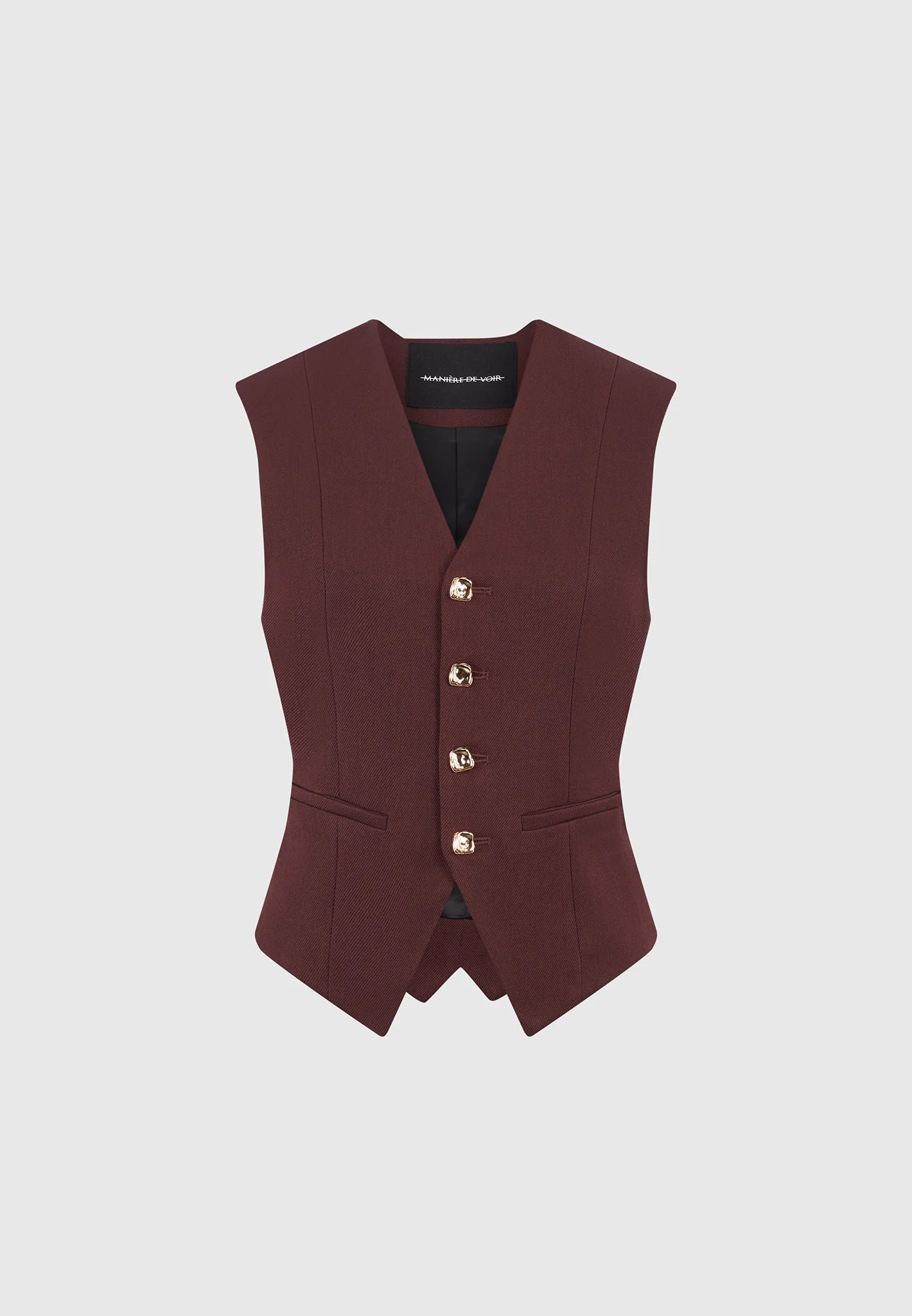 Christine - Tailored Cinch Suit Vest - Wine Red - Image 7