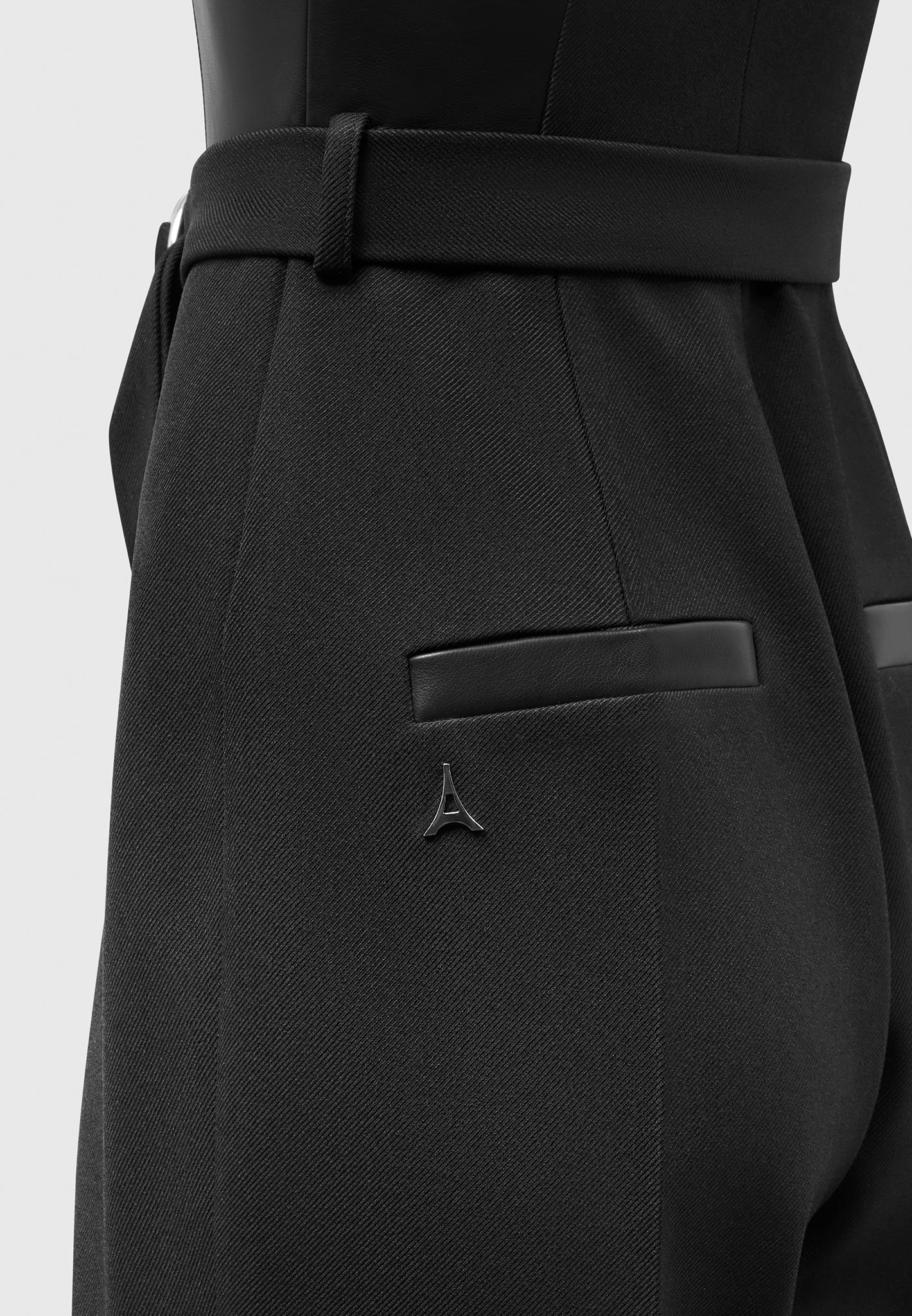 Sabine - Tailored Pleat Jumpsuit with Belt - Black - Image 7