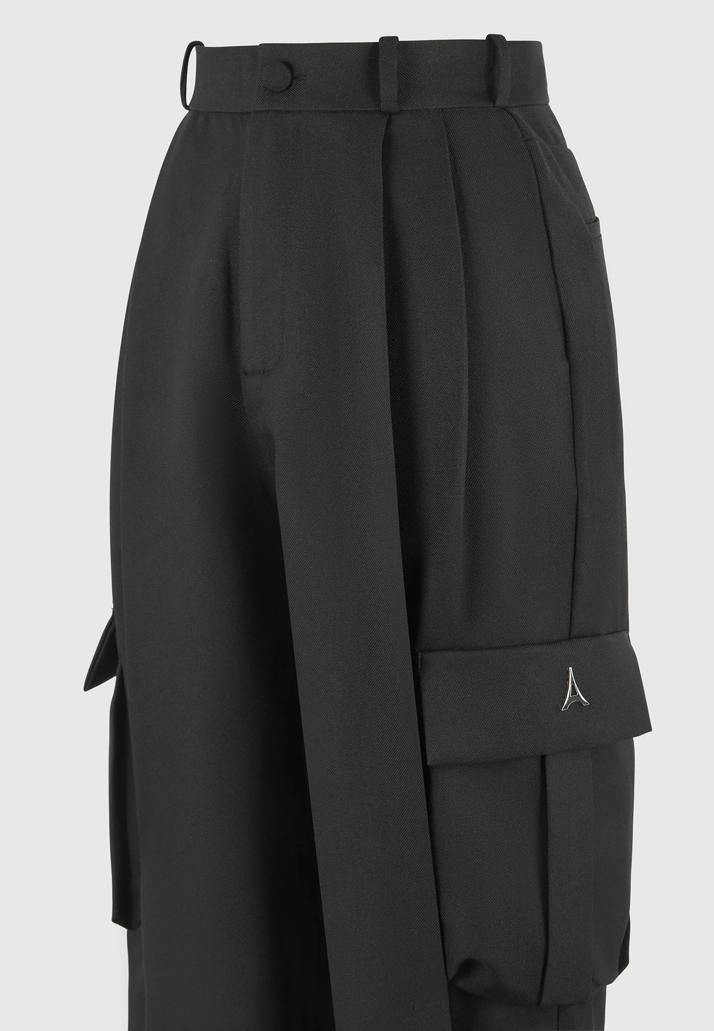 Danielle - Tailored Pleated Cargo Trousers - Black - Image 7