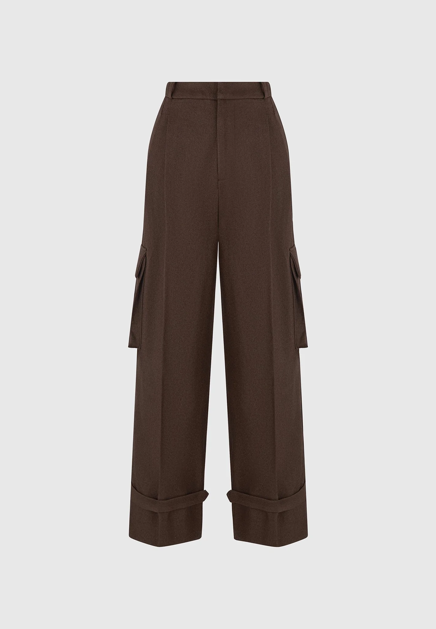 Danielle - Tailored Pleated Cargo Trousers - Brown - Image 7