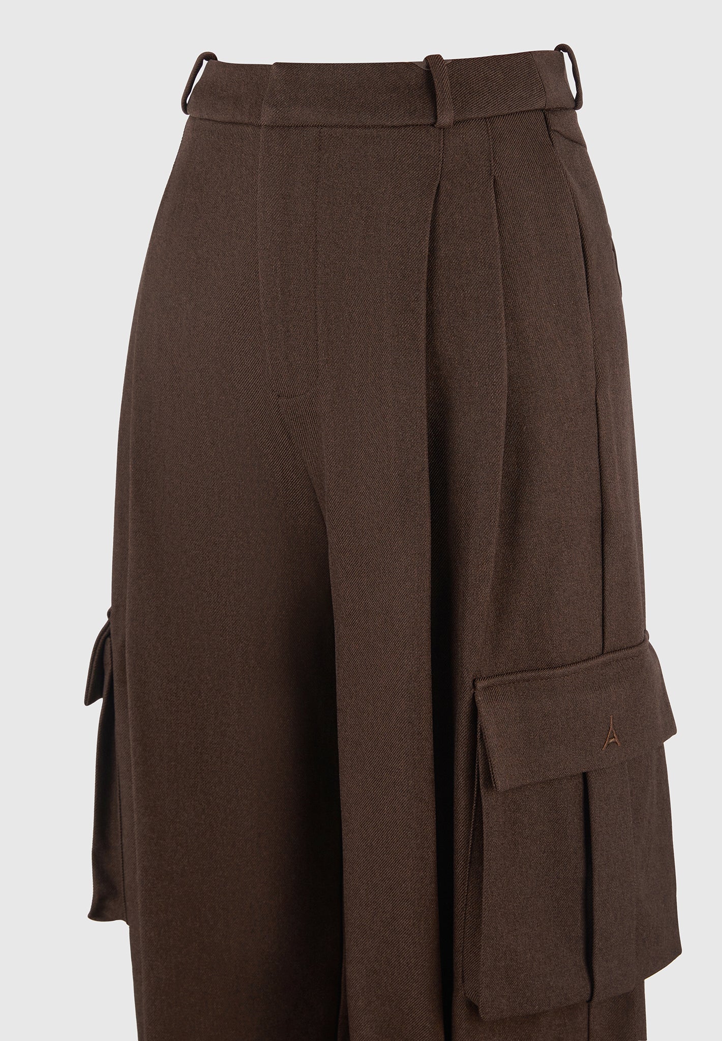 Danielle - Tailored Pleated Cargo Trousers - Brown - Image 8