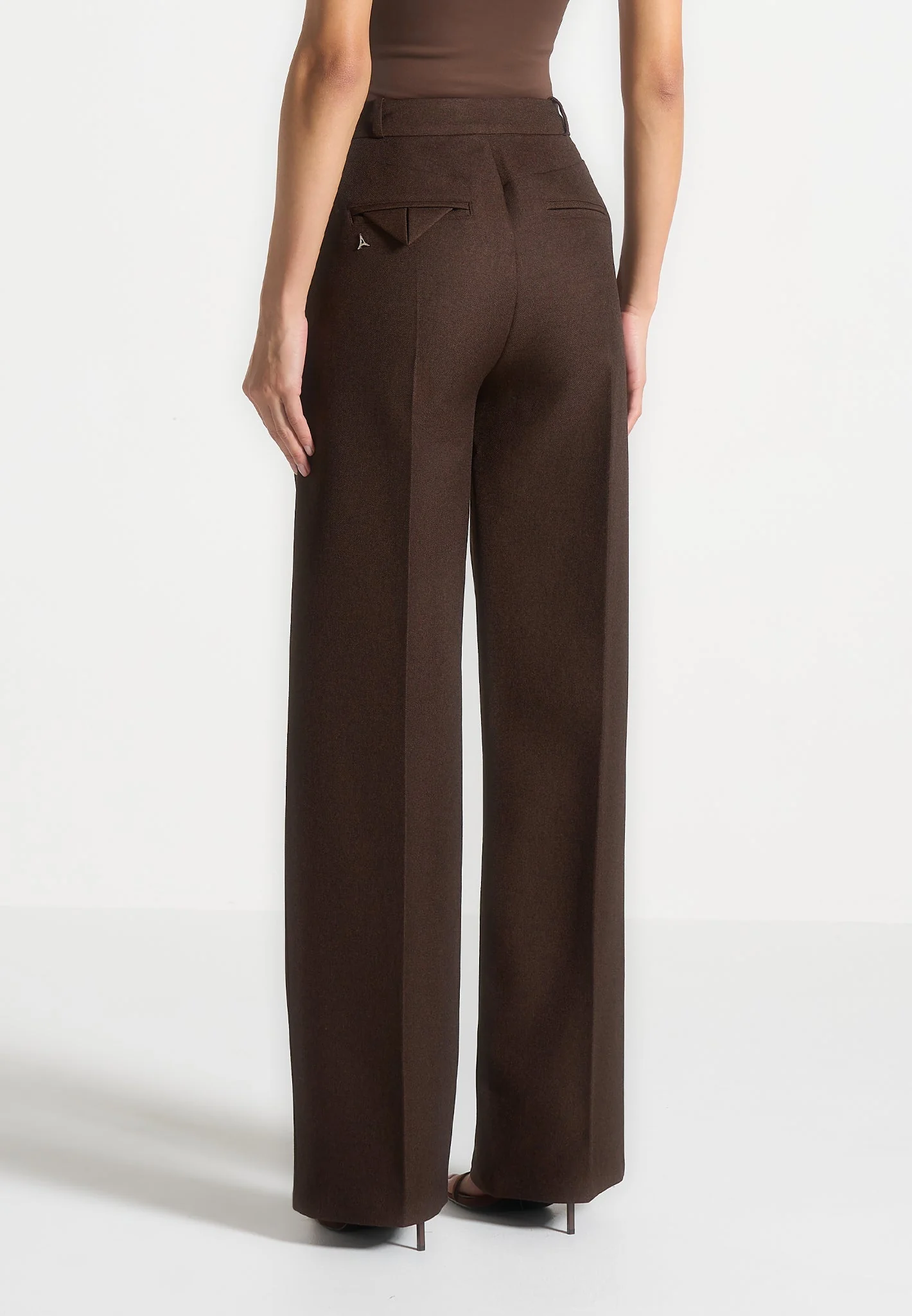 Julie - Tailored Twin Pleat Trousers - Brown - Image 3