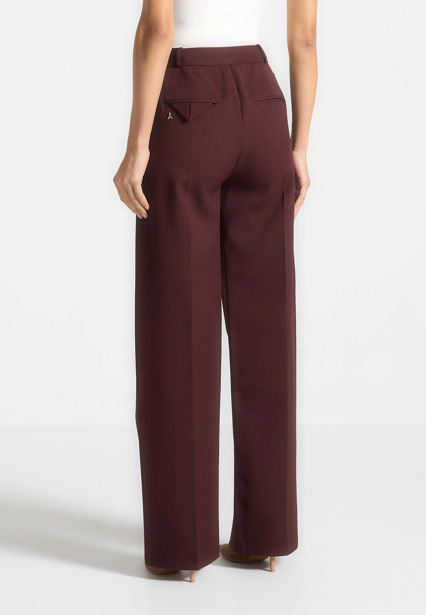 Julie - Tailored Twin Pleat Trousers - Wine Red - Image 5
