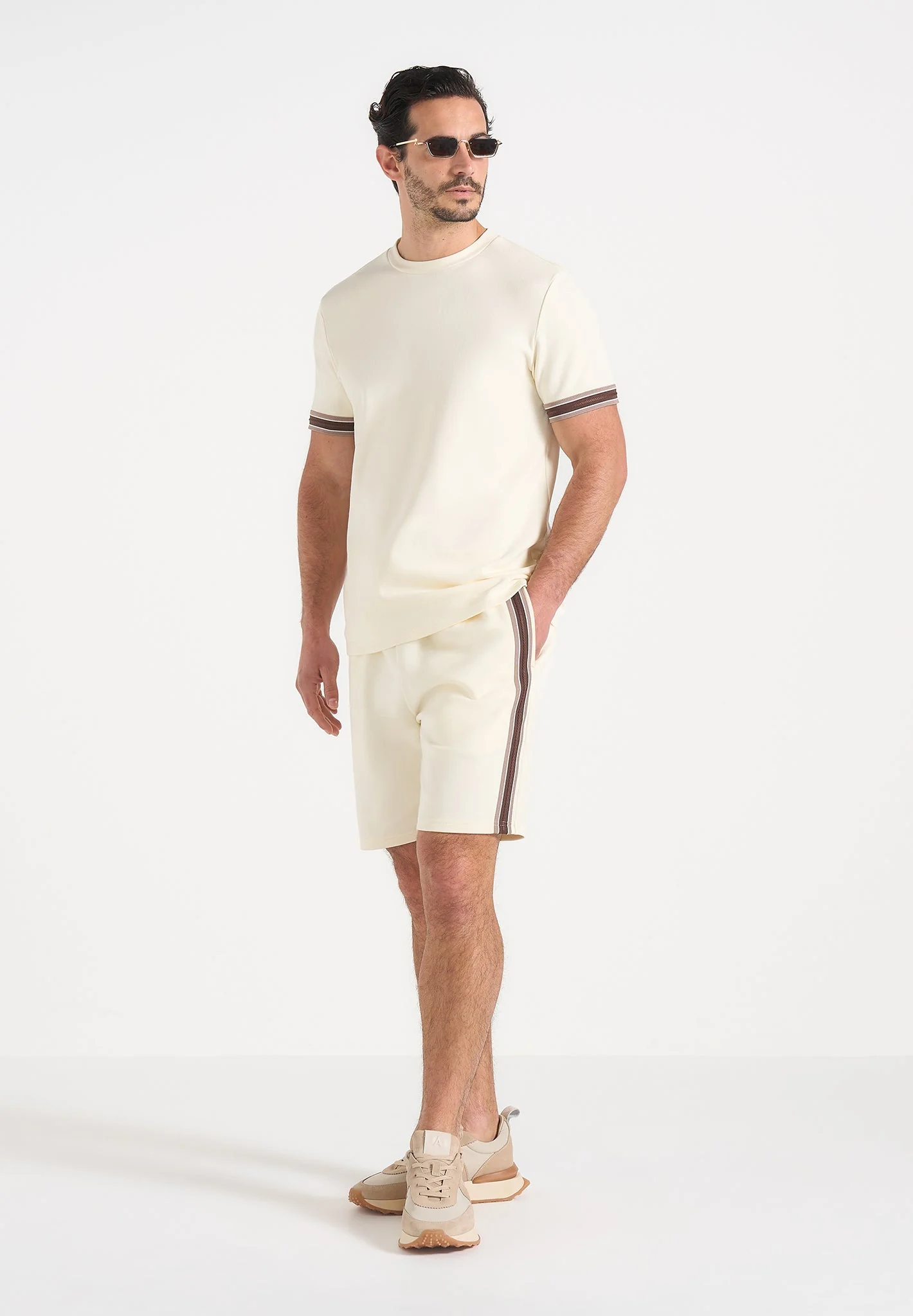 Taylor - Taped Cotton Shorts - Cream - Image 2