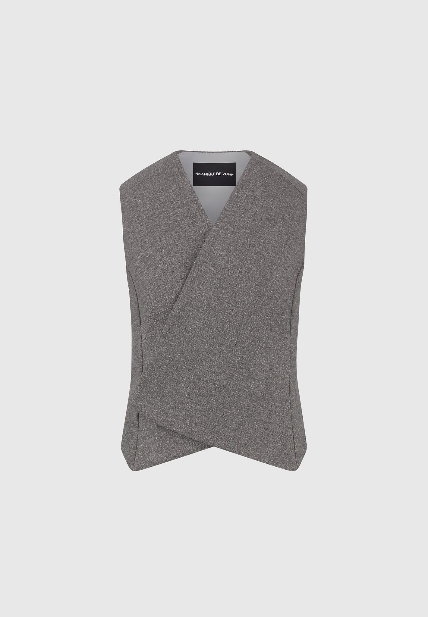 Laurence - Textured Tailored Wrap Suit Vest - Grey Marl - Image 6