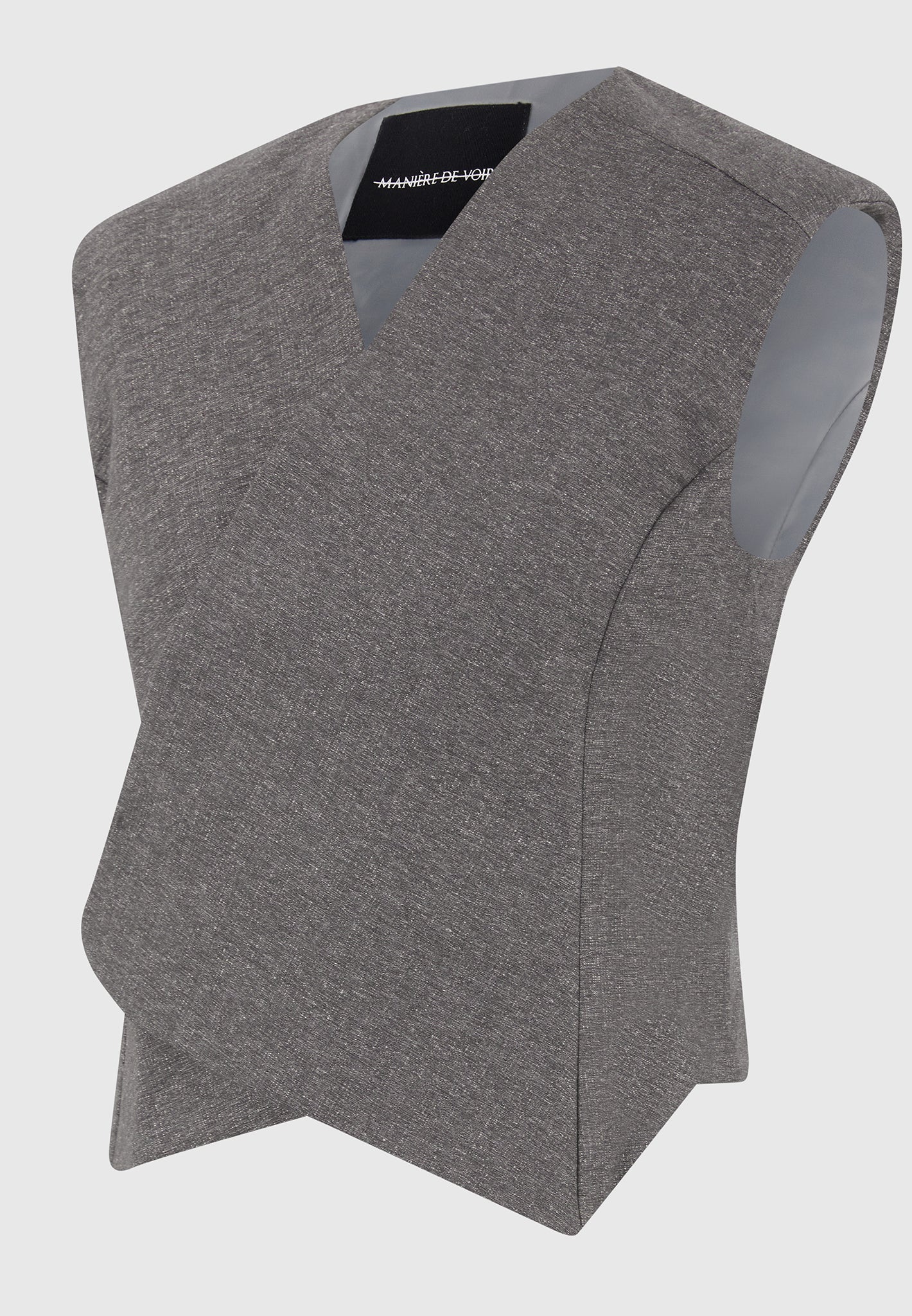 Laurence - Textured Tailored Wrap Suit Vest - Grey Marl - Image 7