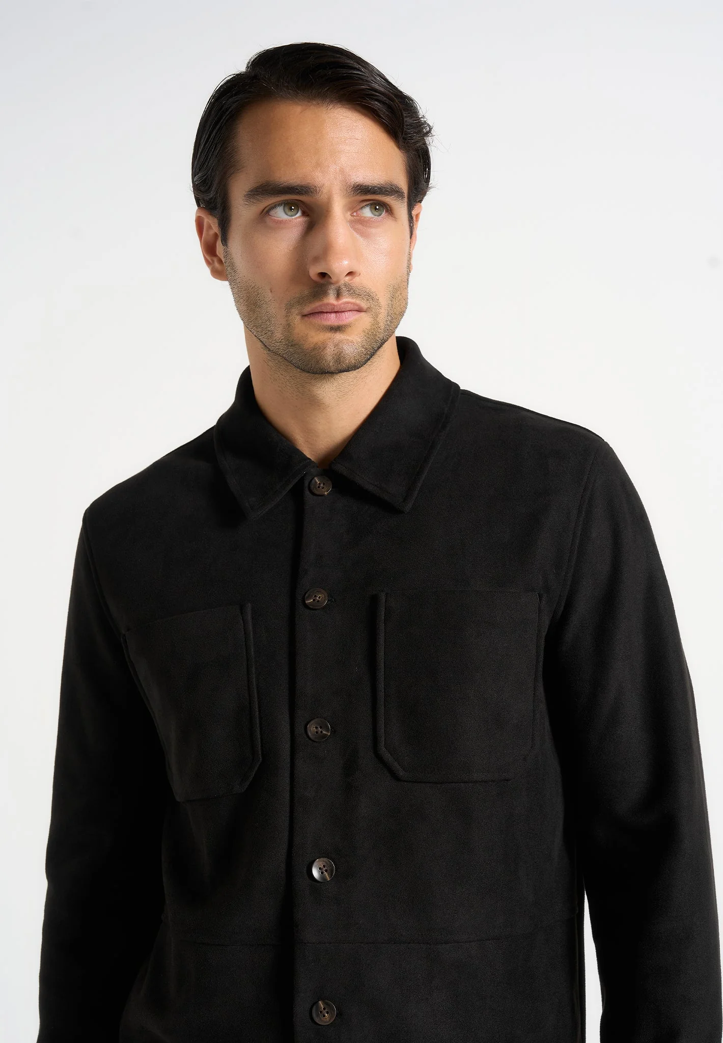 Thomas - Suede Long Sleeve Shirt - Black - Image 4