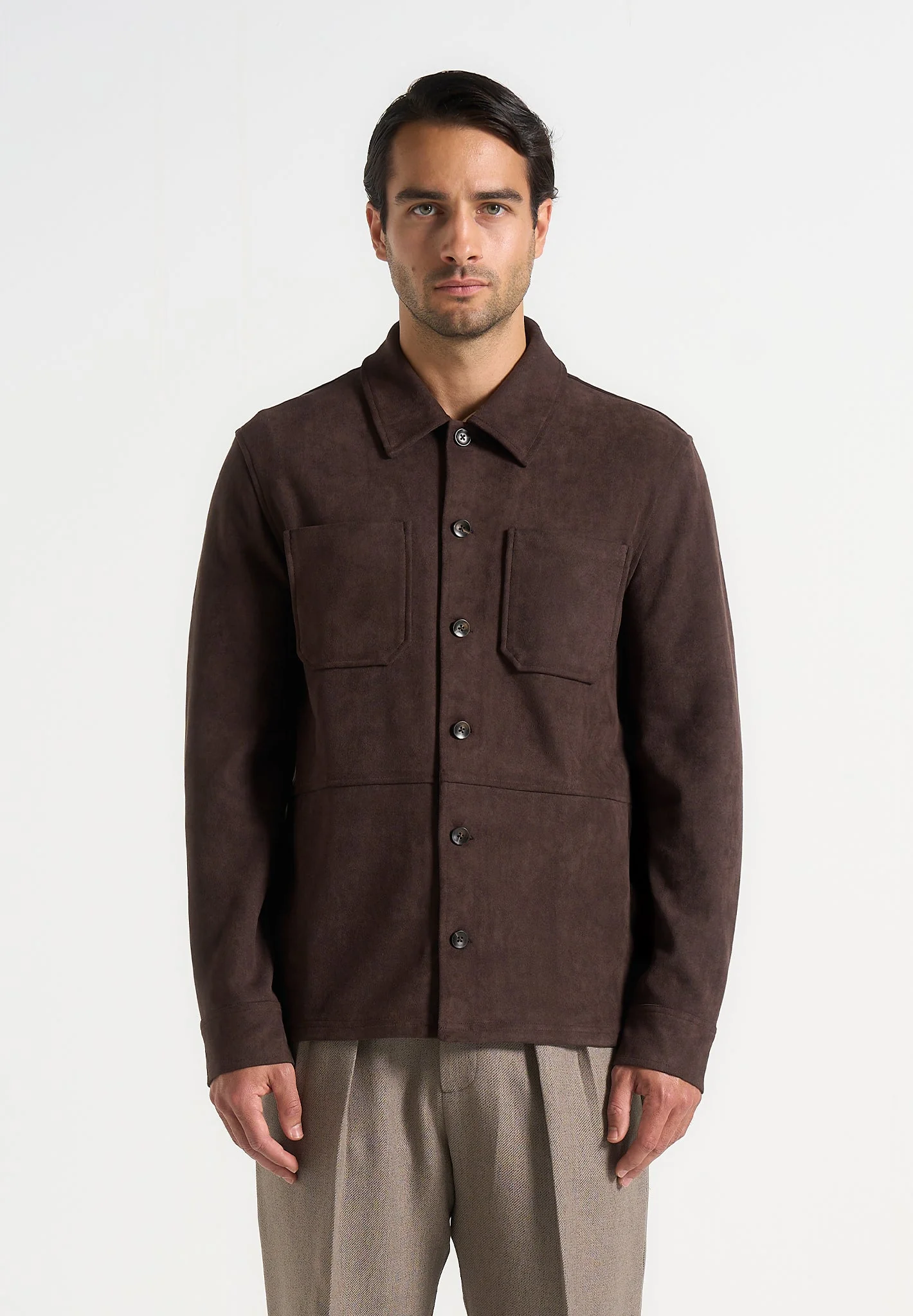 Thomas - Suede Long Sleeve Shirt - Brown - Image 2