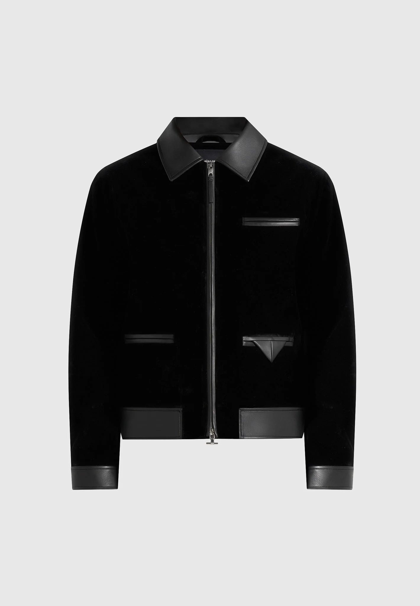 Tony - Velvet & Leather Contrast Jacket - Black - Image 5