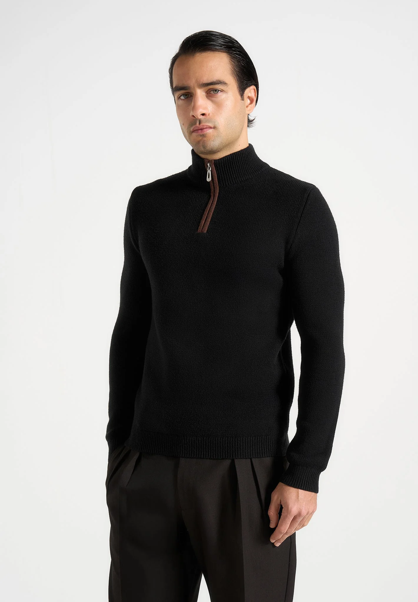 Torin - Quarter Zip Knit Sweater - Black