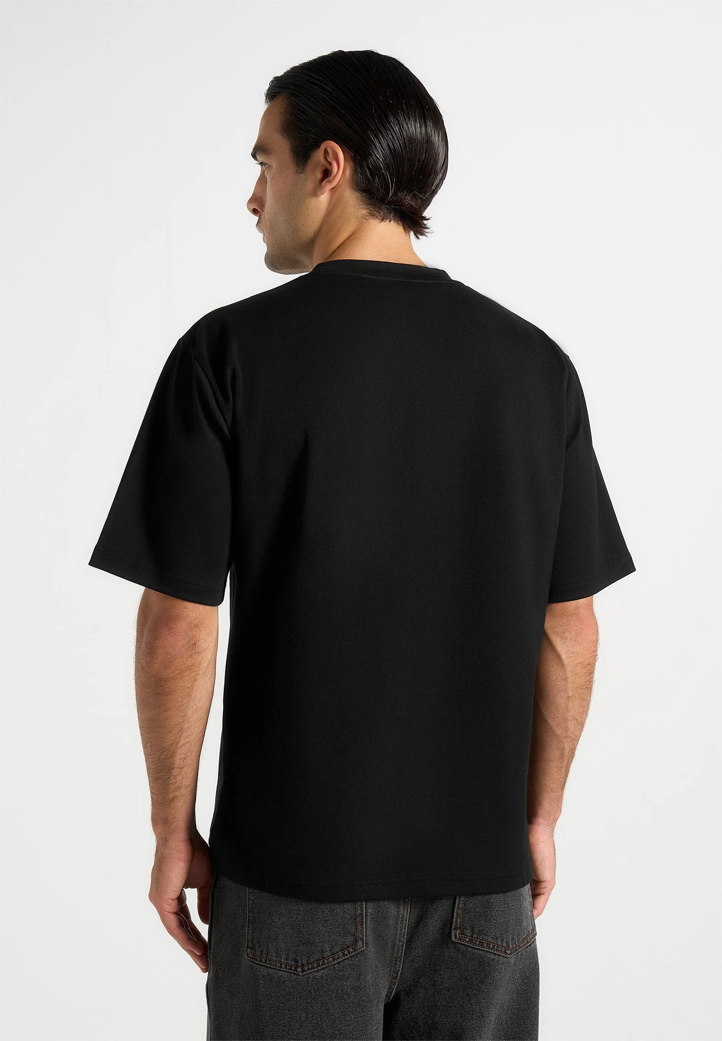 TS001 - Unisex Signature Relaxed Fit Cotton T-Shirt - Black - Image 7