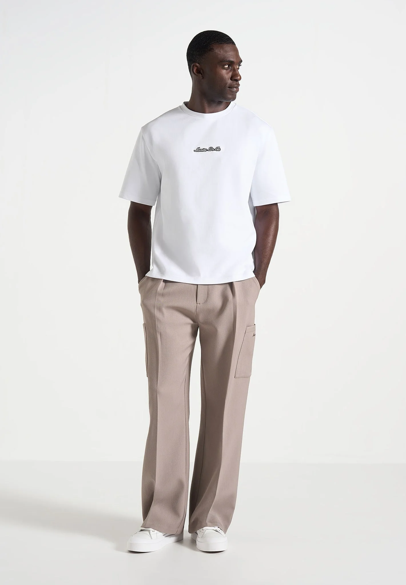 TS001 - Unisex Signature Relaxed fit Cotton T-Shirt - White - Image 2