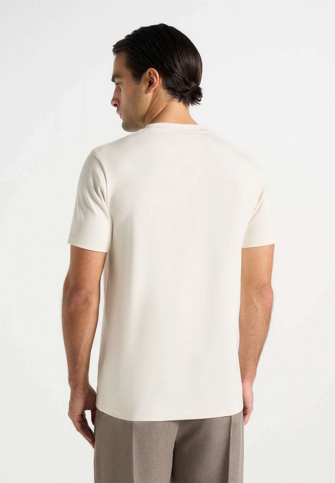 TS002 - Regular Fit Cotton T-Shirt - Cream - Image 5