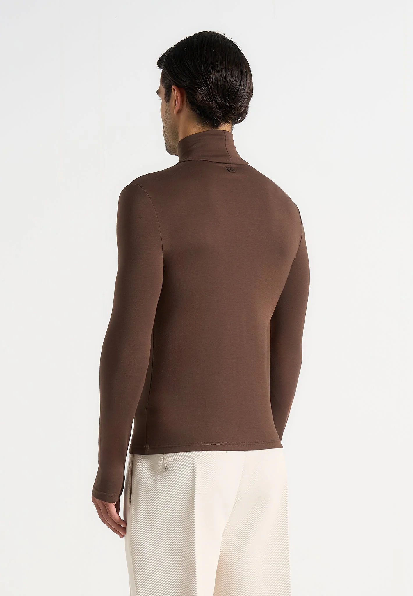TS006 - Long Sleeve Roll Neck Top - Brown - Image 4