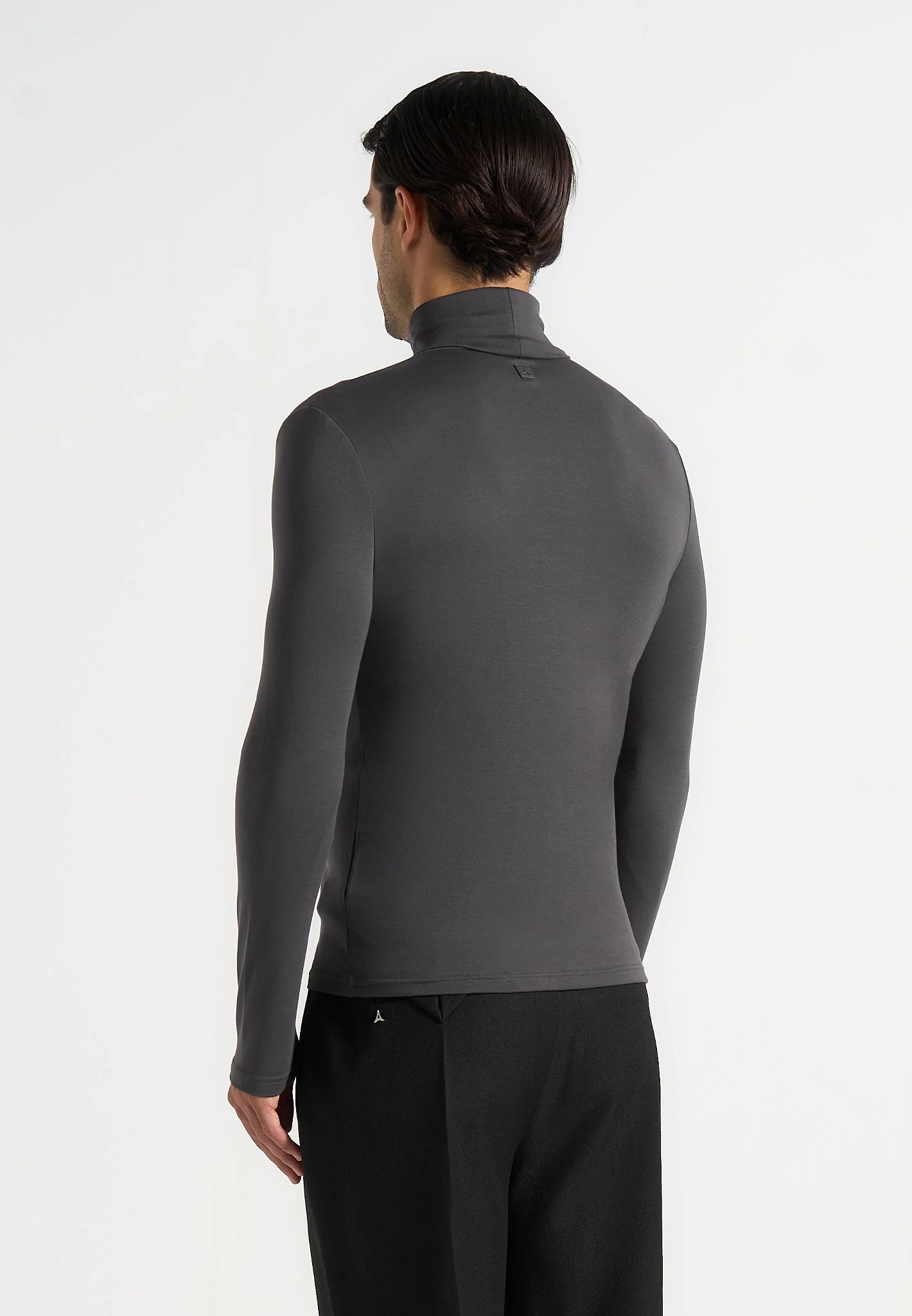 TS006 - Long Sleeve Roll Neck Top - Grey - Image 4