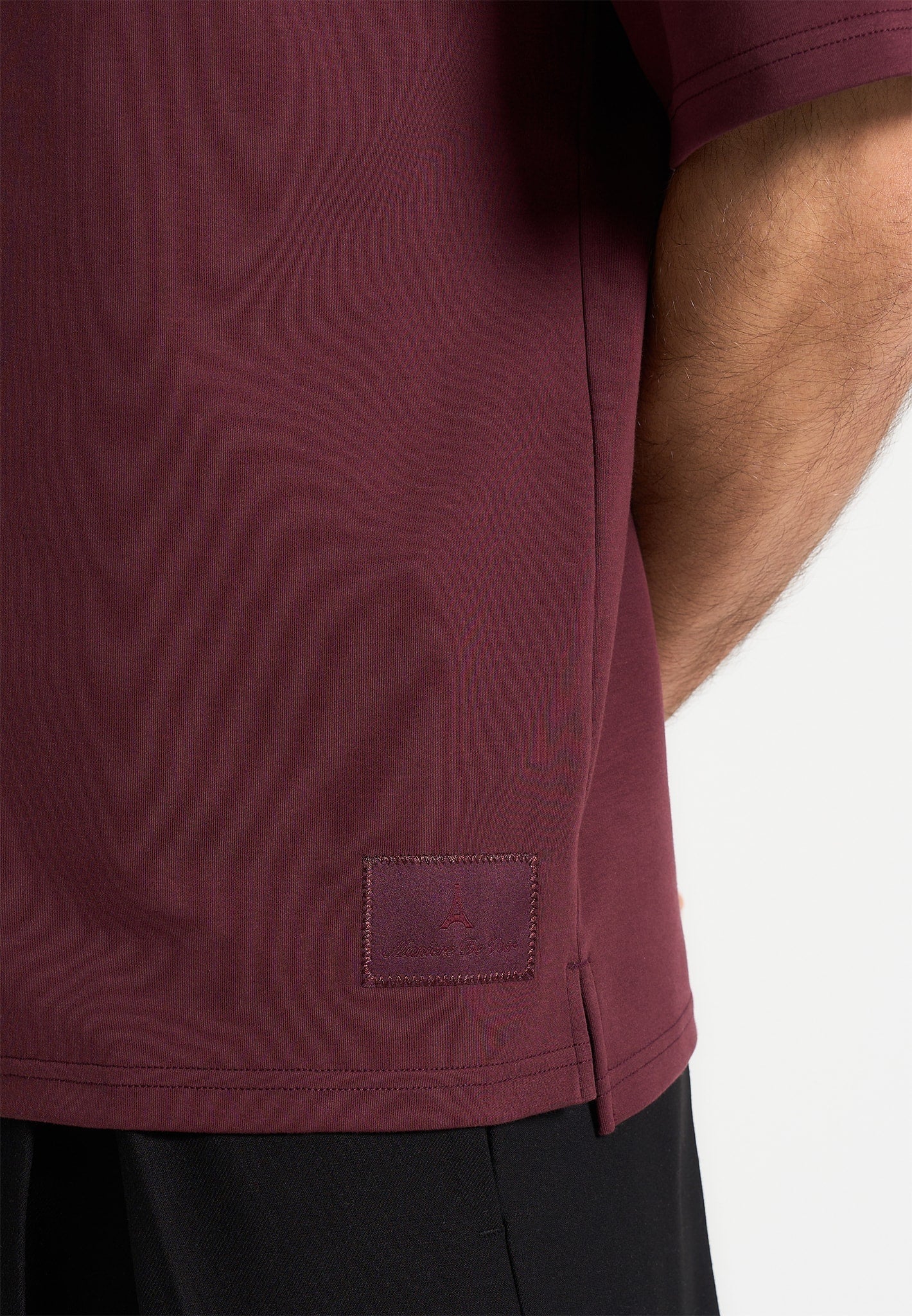 TS007 - Relaxed Fit Cotton T-Shirt - Wine Red - Image 3