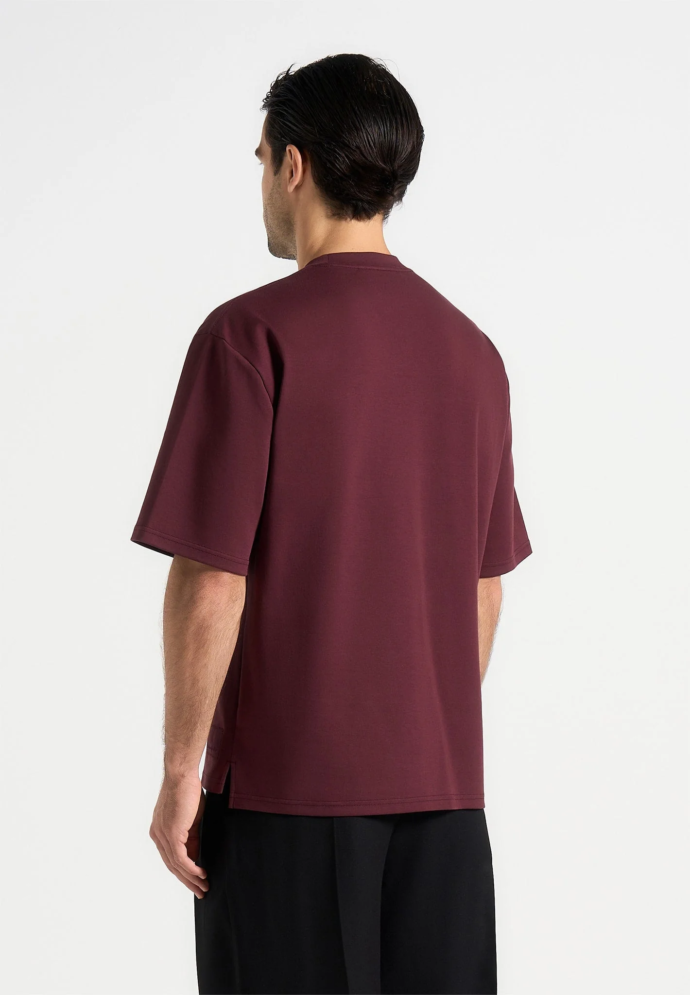 TS007 - Relaxed Fit Cotton T-Shirt - Wine Red - Image 4