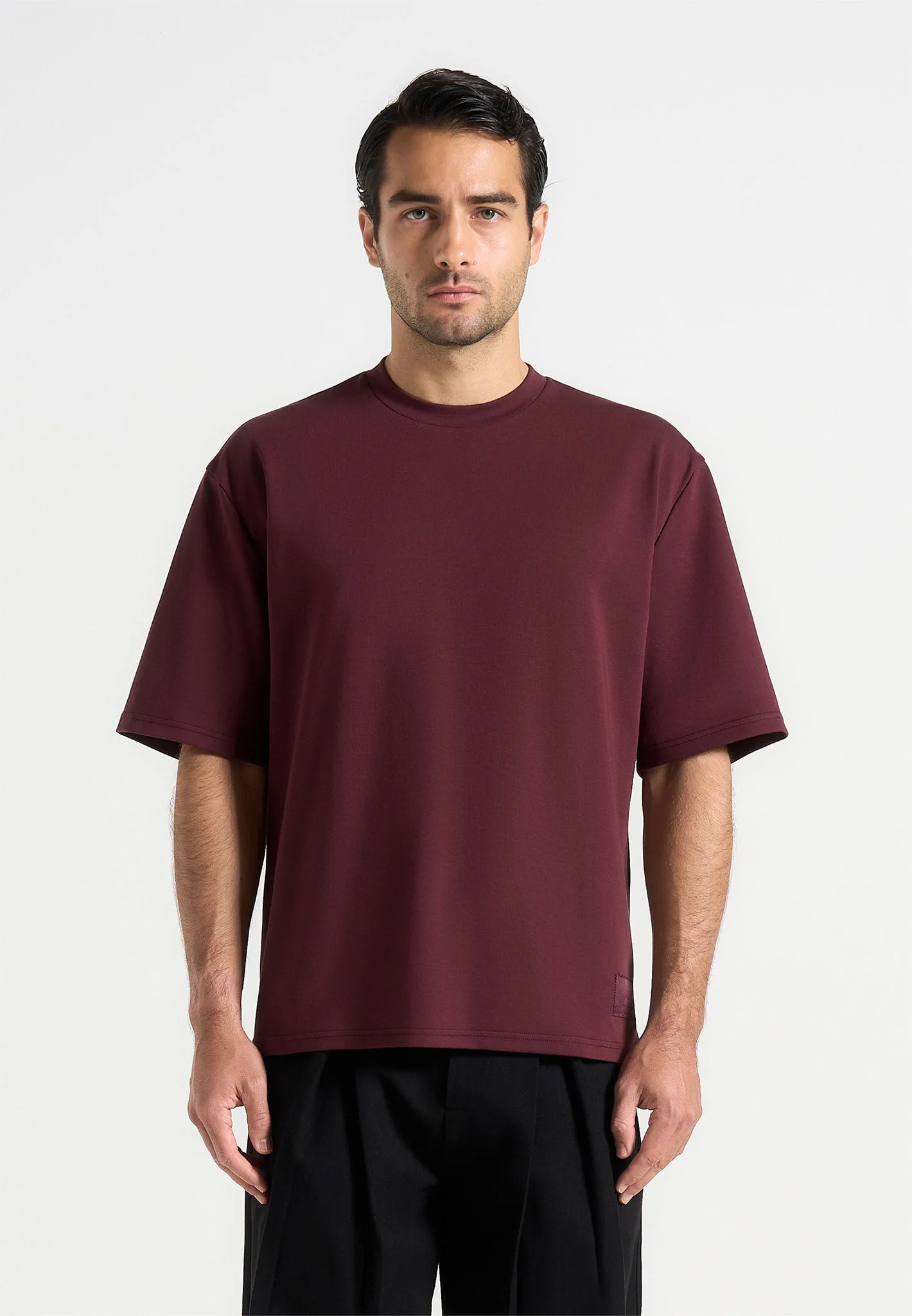 TS007 - Relaxed Fit Cotton T-Shirt - Wine Red - Image 5
