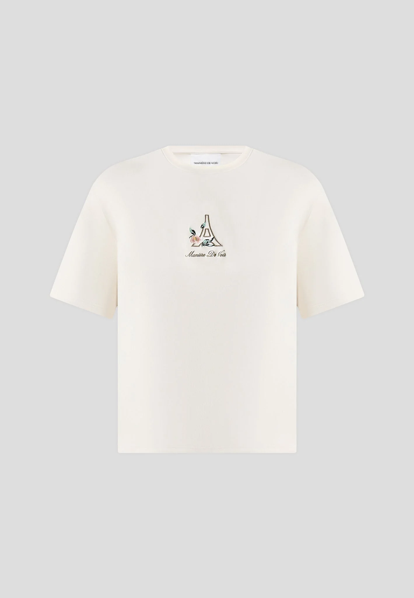 TS008 - Unisex Floral Eiffel Cotton T-Shirt - Cream - Image 8