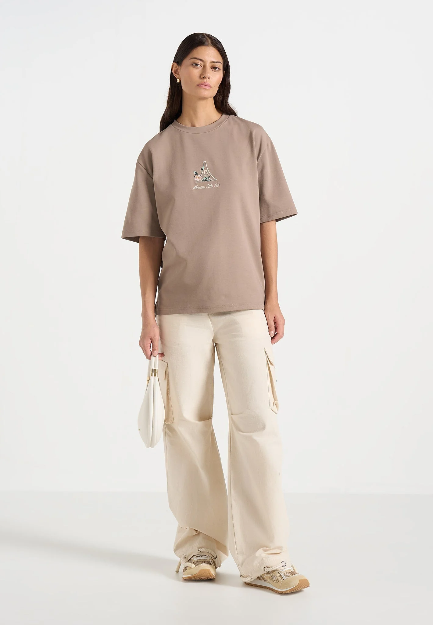 TS008 - Unisex Floral Eiffel Cotton T-Shirt - Taupe - Image 3