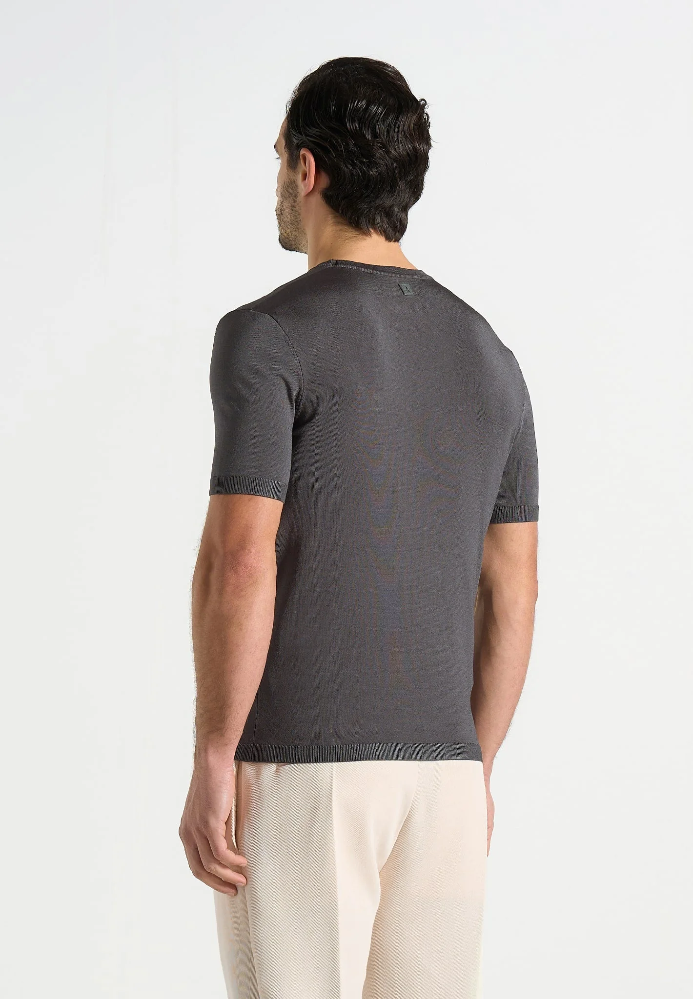 TS010 - Luxe Knitted T-Shirt - Charcoal - Image 4