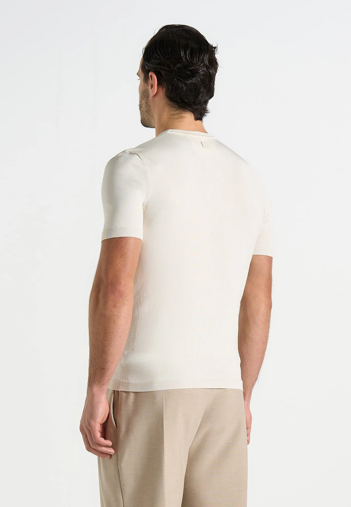 TS010 - Luxe Knitted T-Shirt - Cream - Image 4