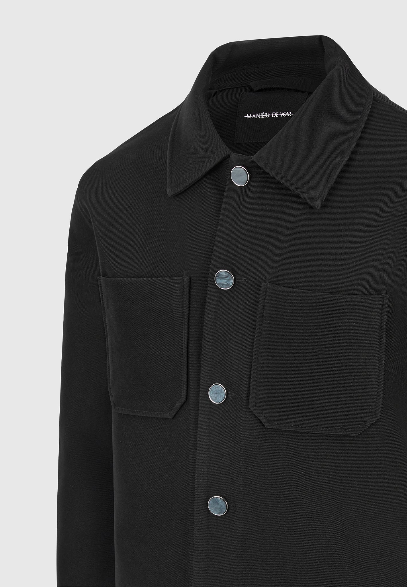 Benoit - Twill Pocket Cropped Shirt - Black - Image 7