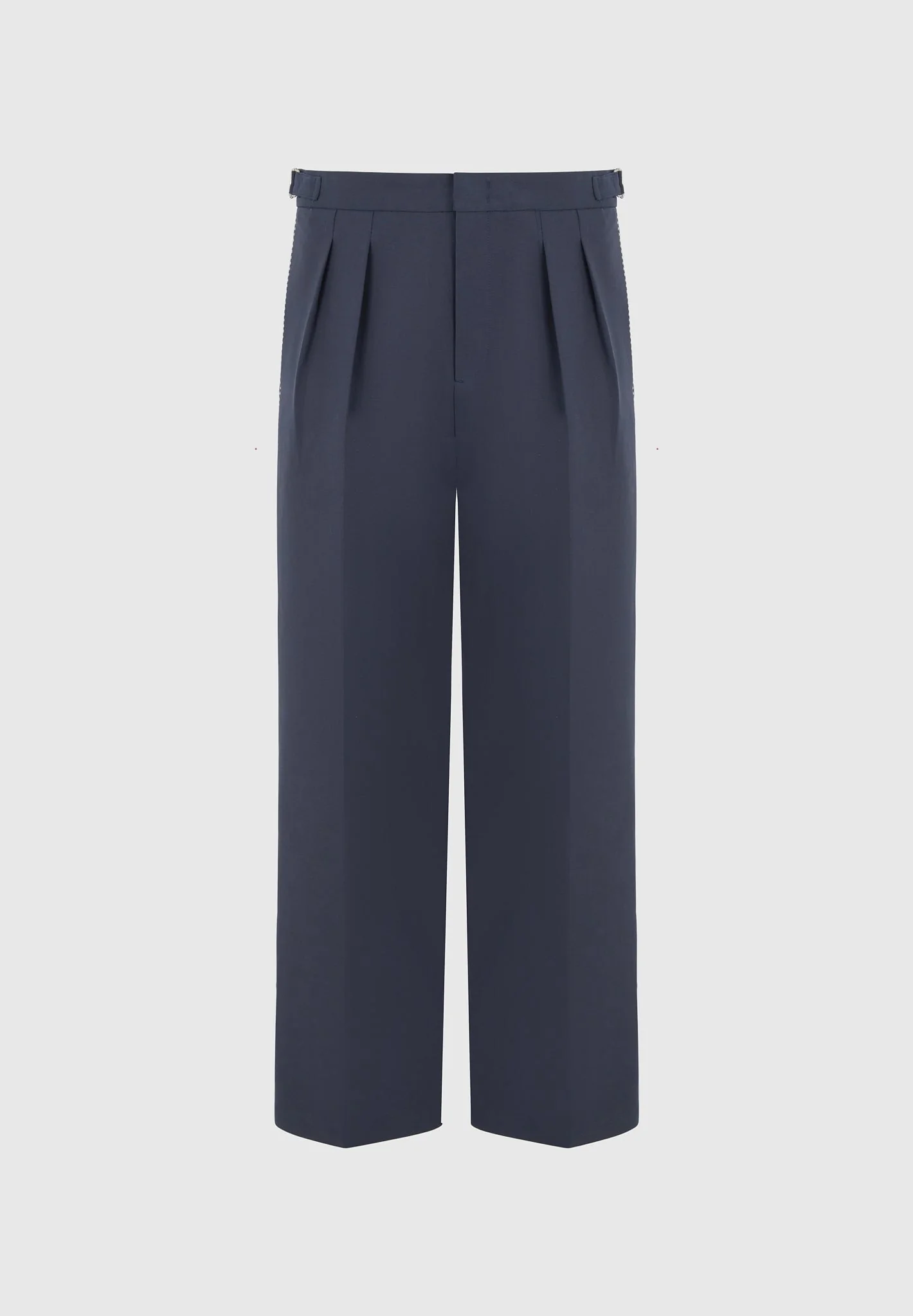 Nolan - Twin Pleat Chino Trousers with Stitch Detail - Navy - Image 5